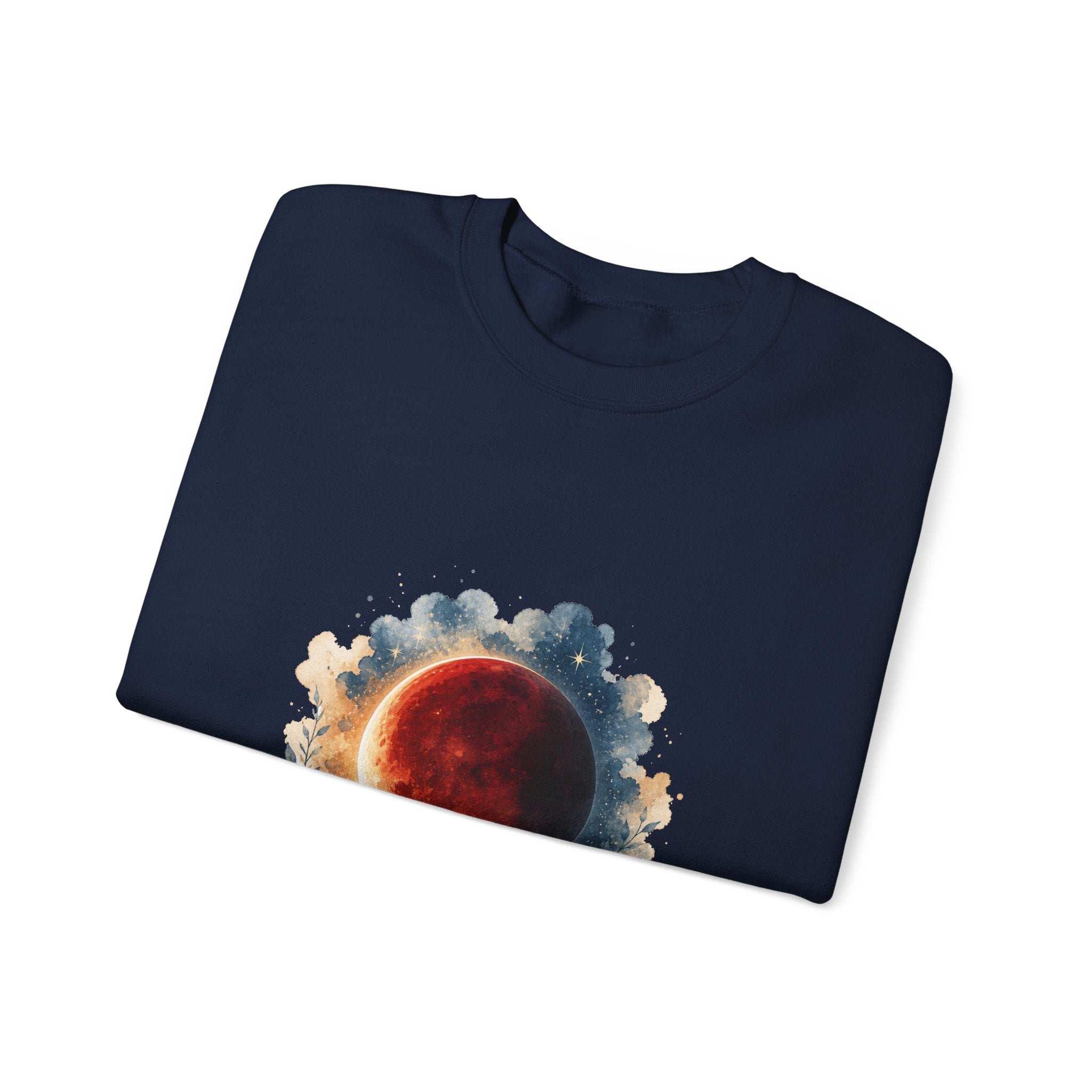 Matching Couple Sweatshirt - Solar & Lunar Eclipse Matching Couple Comfort Colors Crew Watercolor Art His Hers Birthday Gift - Design B