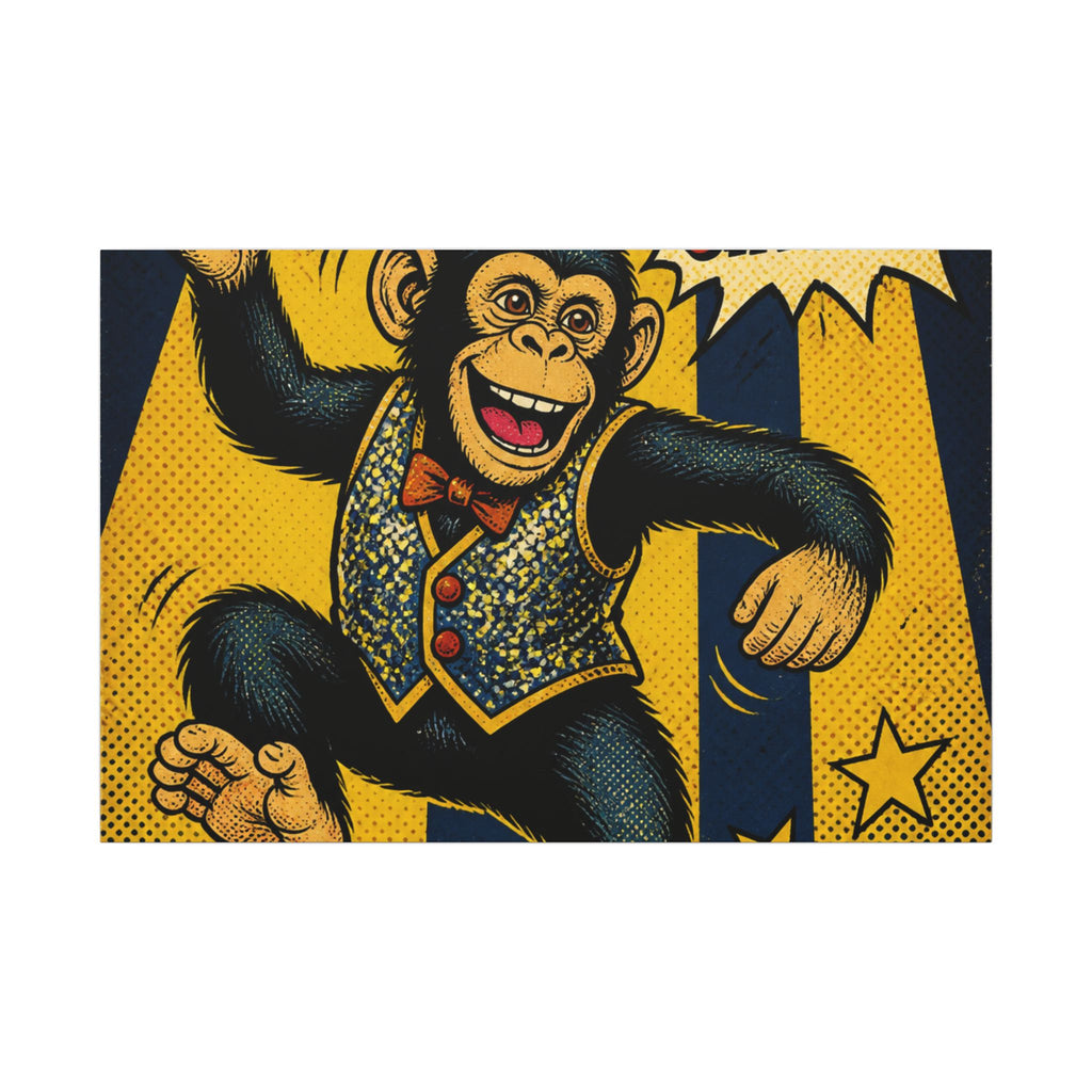 Dancing Monkey Wall Art Canvas 24×36 Pop Art Restaurant Decor Maximalist Print