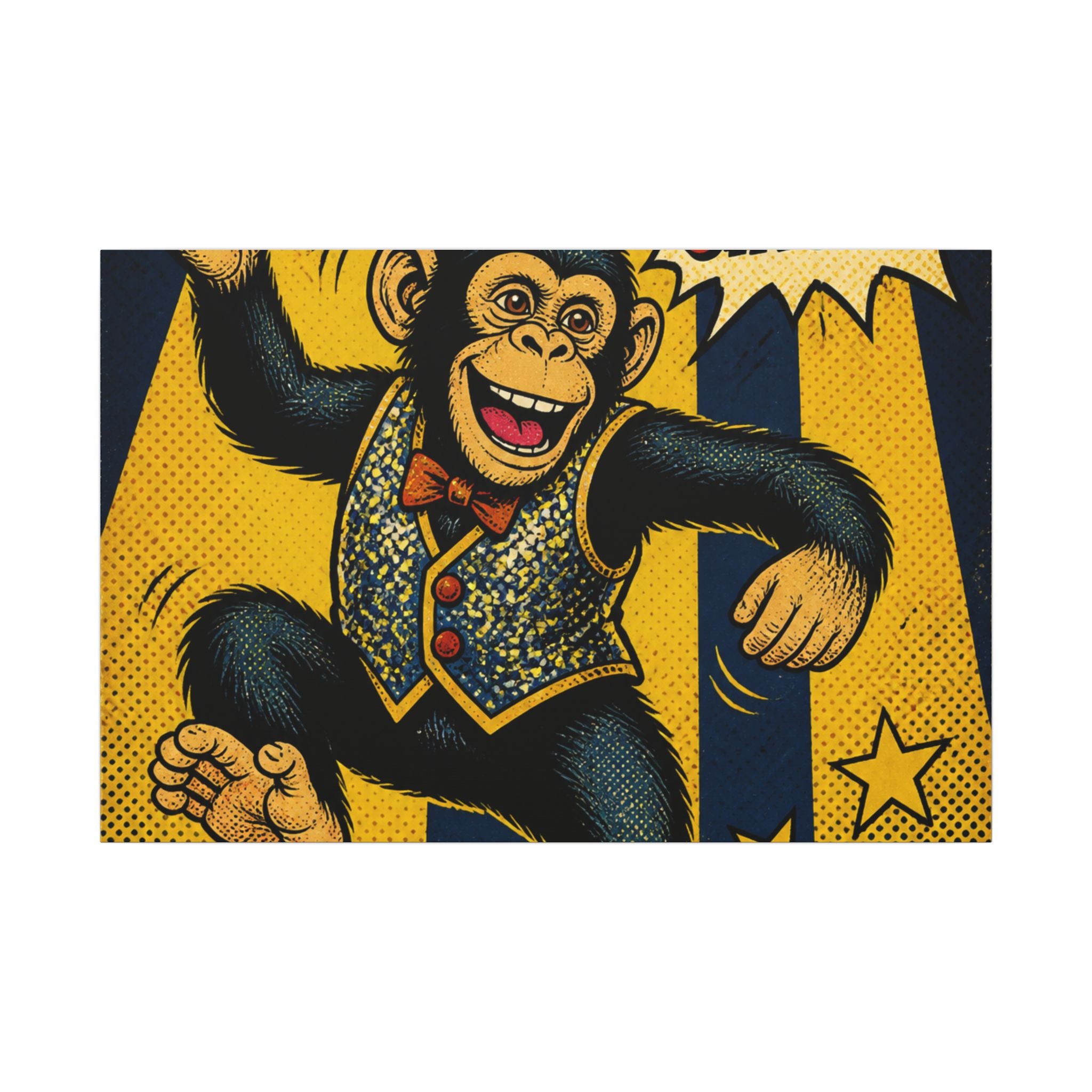 Dancing Monkey Wall Art Canvas 24×36 Pop Art Restaurant Decor Maximalist Print