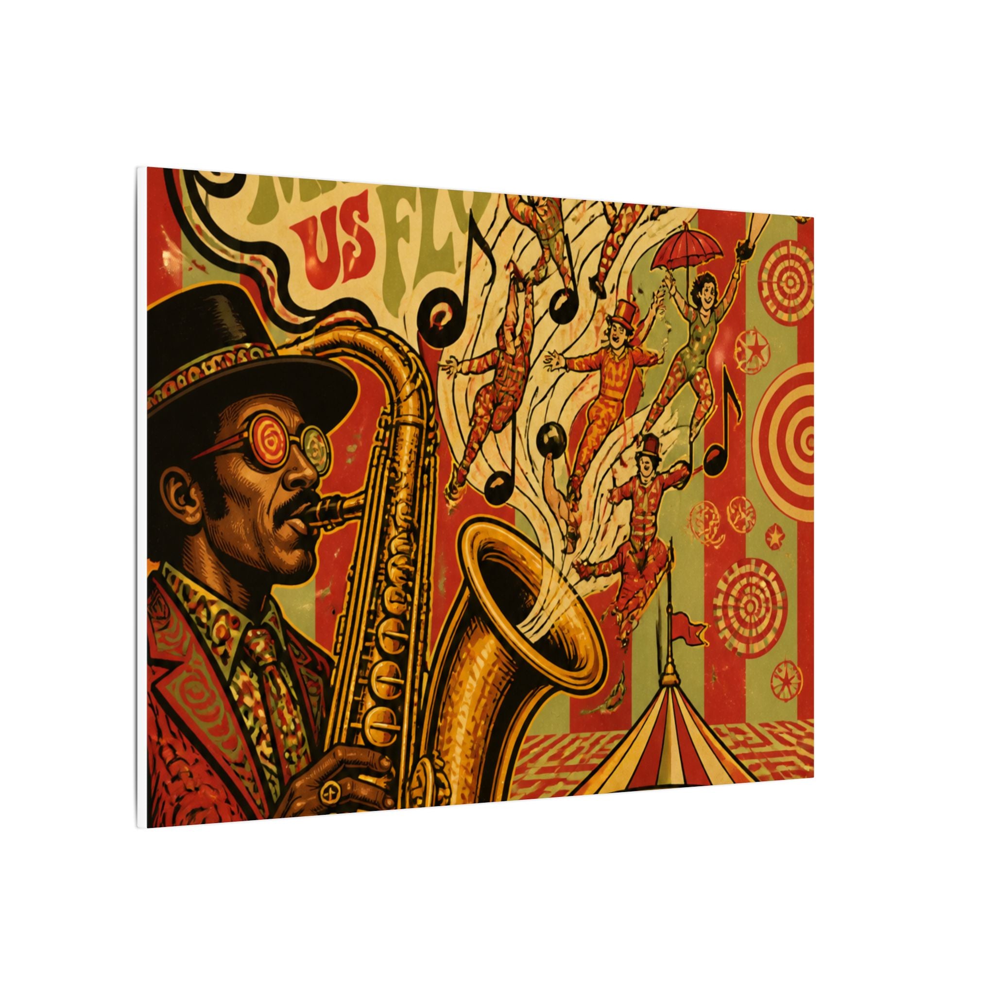 Saxophone Music Circus Wall Art Canvas 24×36 Psychedelic Dining Room Decor Maximalist Print