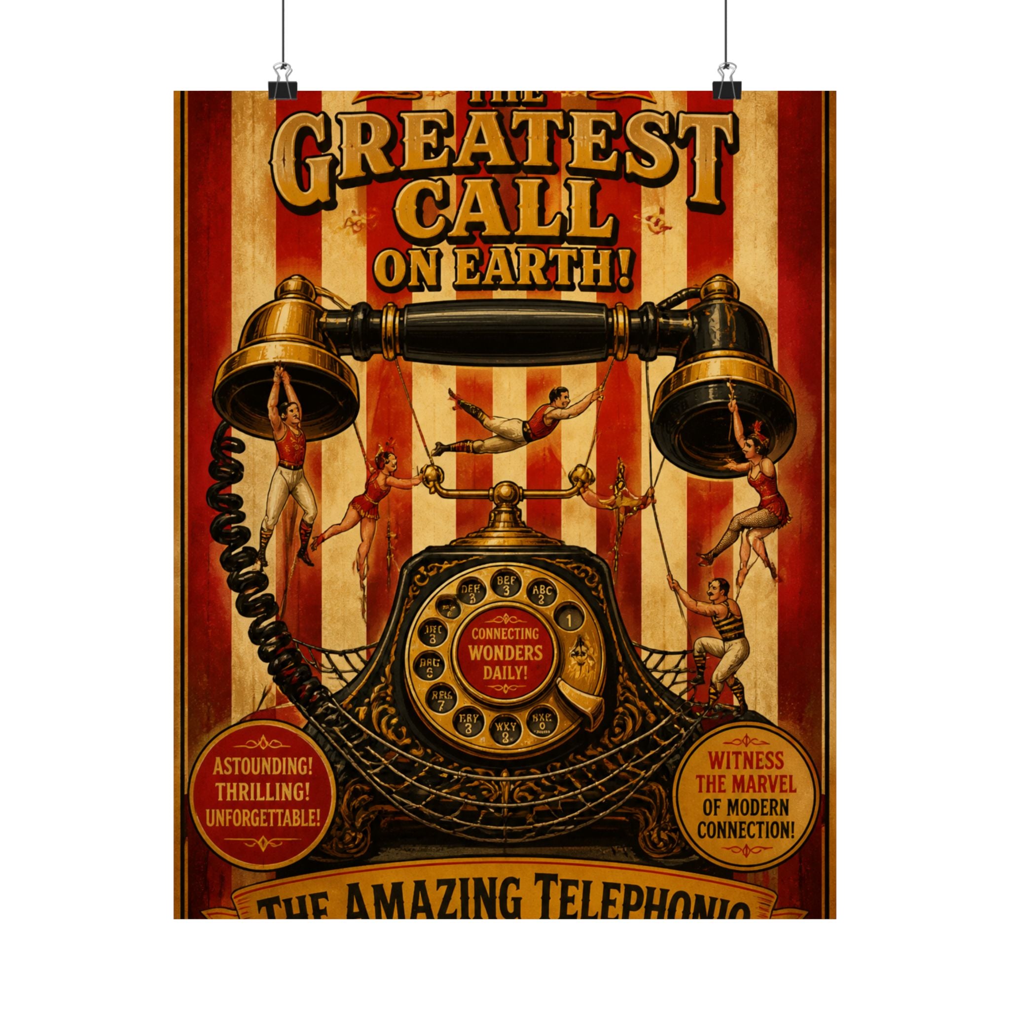 Vintage Telephone Booth Wall Art Poster 18×24 Vintage Circus Kitchen Decor Maximalist Print