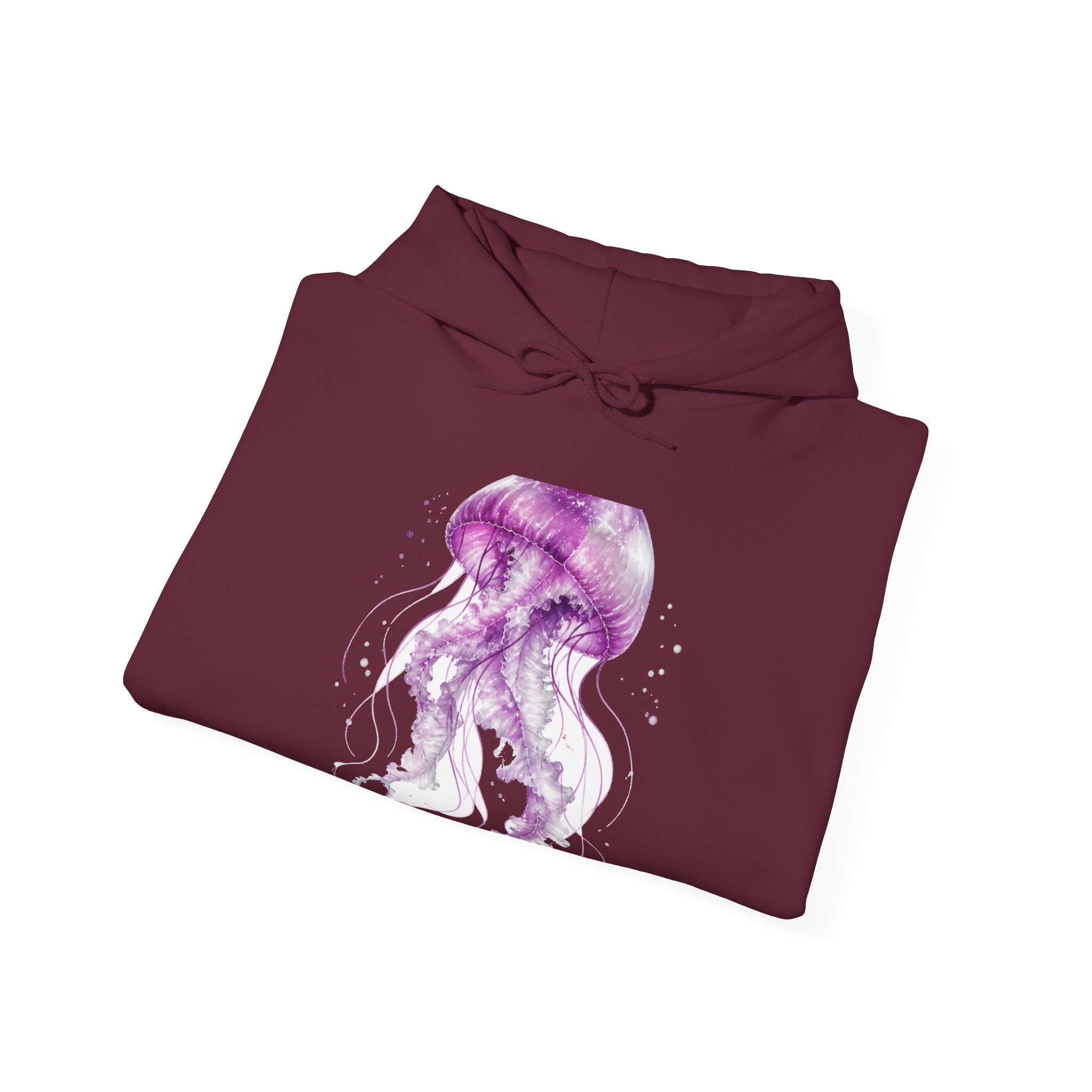 Matching Couple Sweatshirt - Octopus & Jellyfish Matching Couple Hooded Sweatshirt Watercolor Art His Hers Engagement Gift - Design B