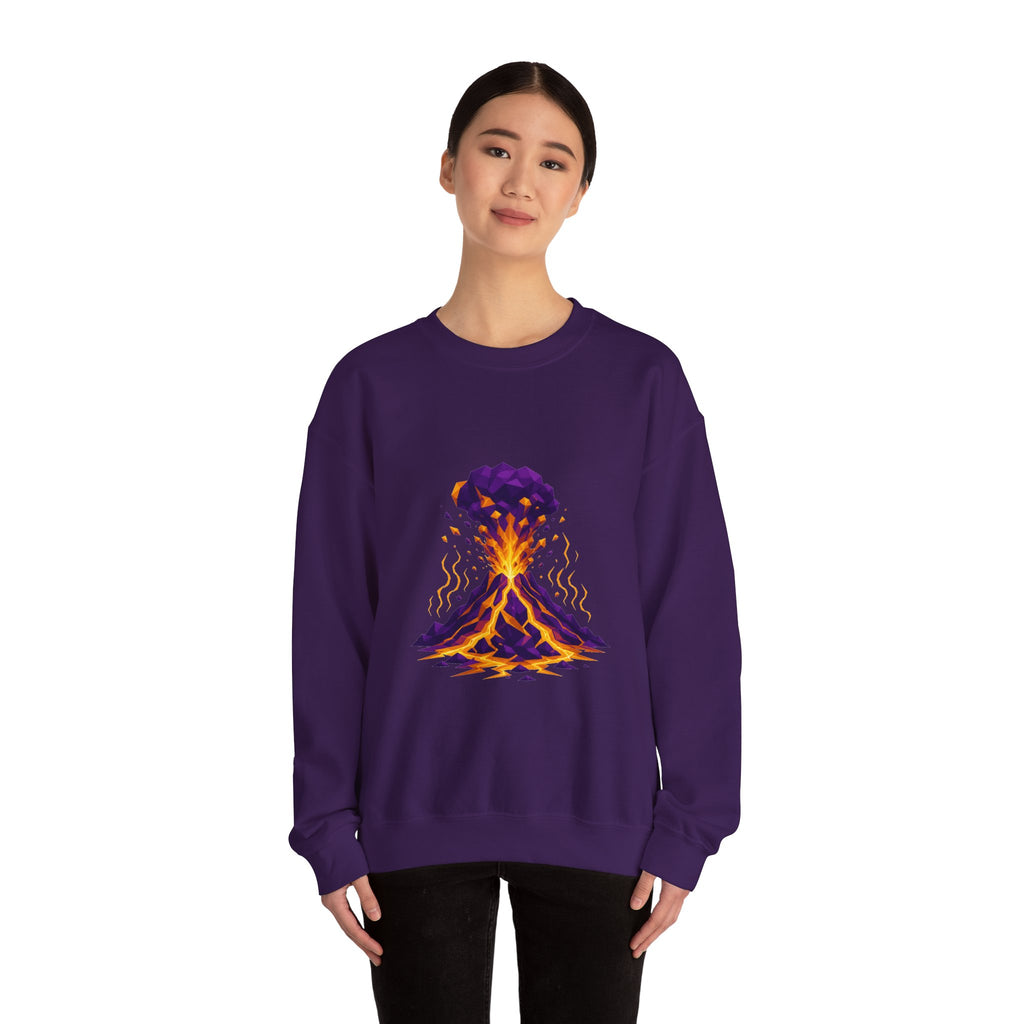 Matching Couple Sweatshirt - Volcano & Glacier Matching Couple Crewneck Sweatshirt Geometric Art His Hers Couple Gift - Design A