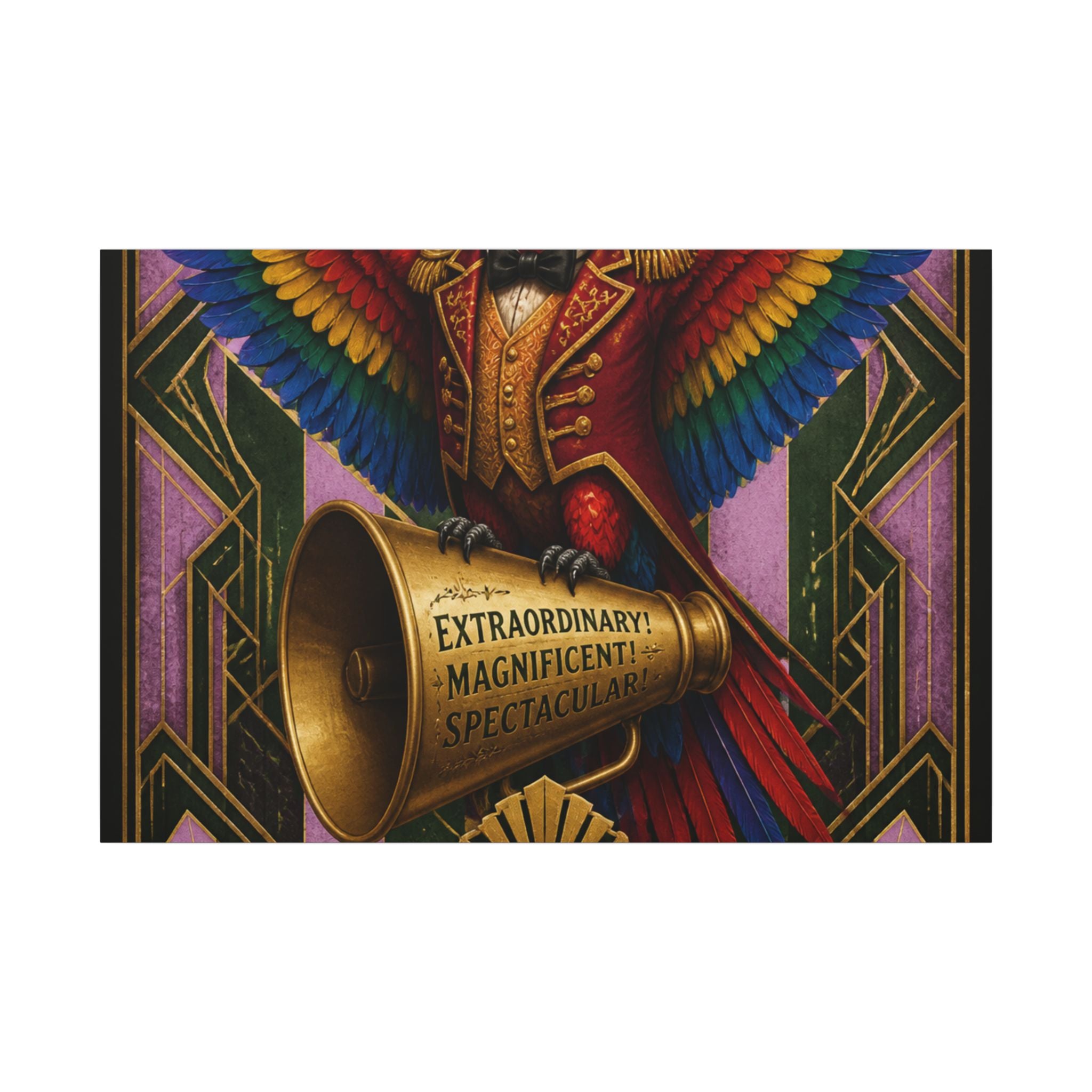 Parrot Ringmaster Wall Art Canvas 16×20 Art Deco Entryway Decor Maximalist Print
