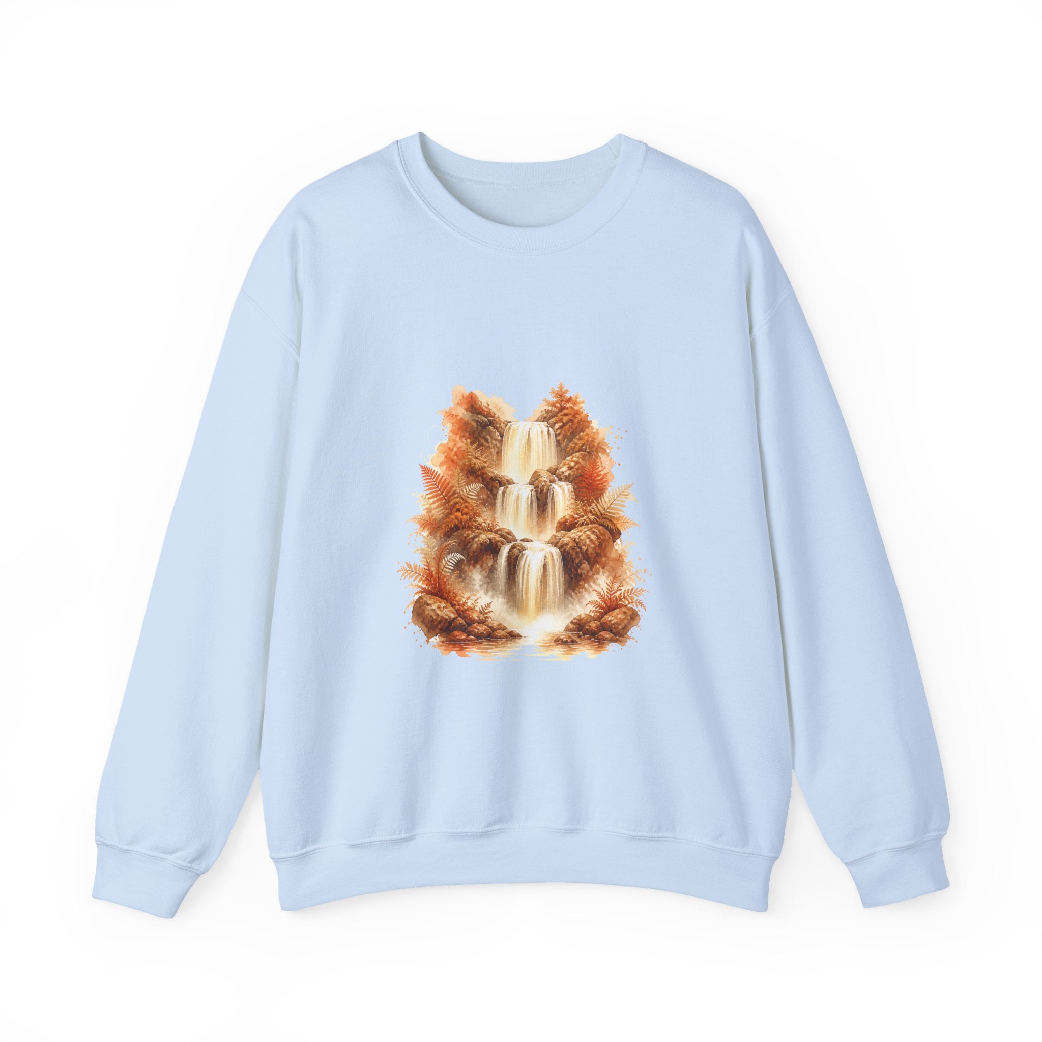 Matching Couple Sweatshirt - Wildfire & Waterfall Matching Couple Comfort Colors Crew Watercolor Art His Hers Birthday Gift - Design B