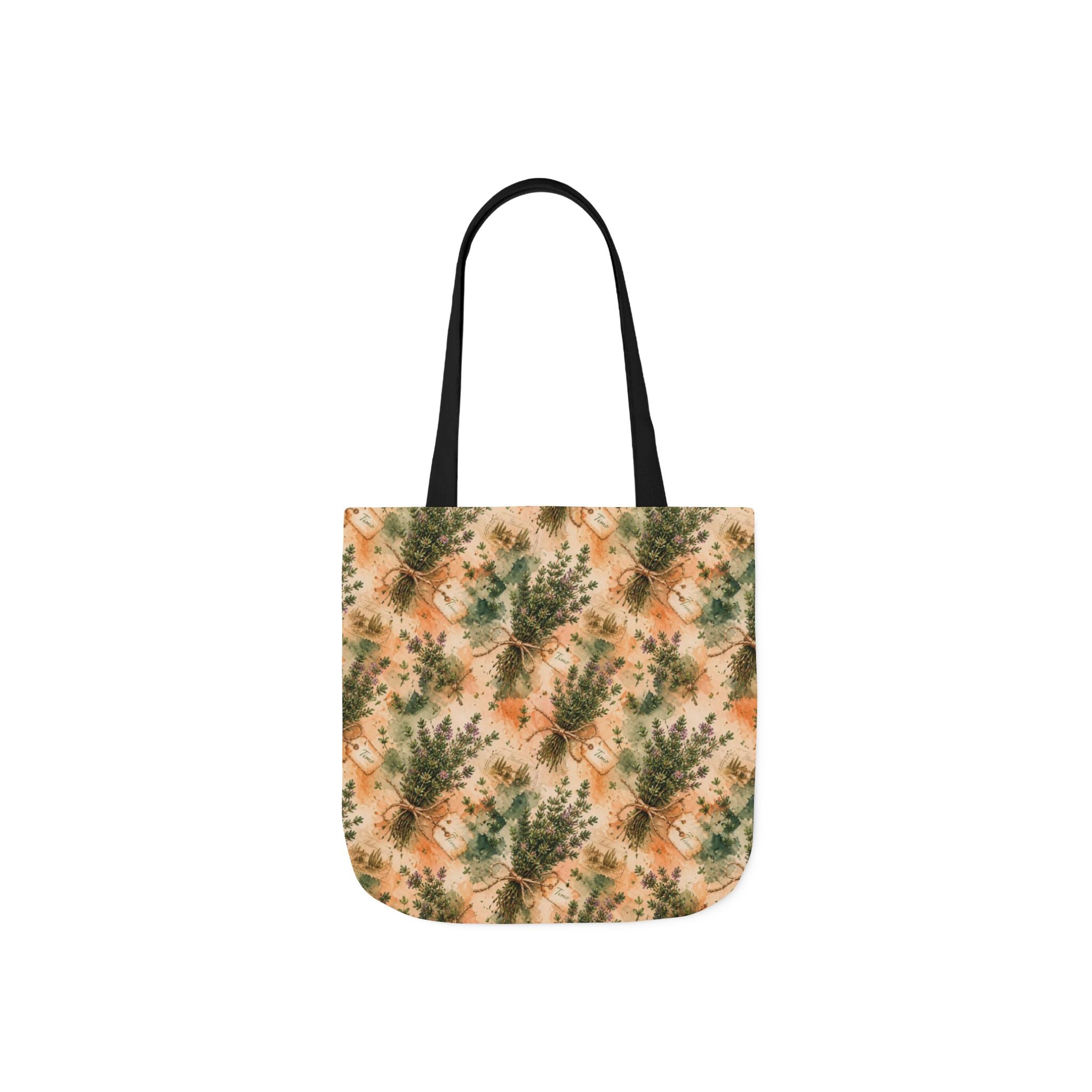 Thyme Bundles Canvas Tote Bag Mediterranean Kitchen Watercolor Splash Design Italian Cottagecore Gift