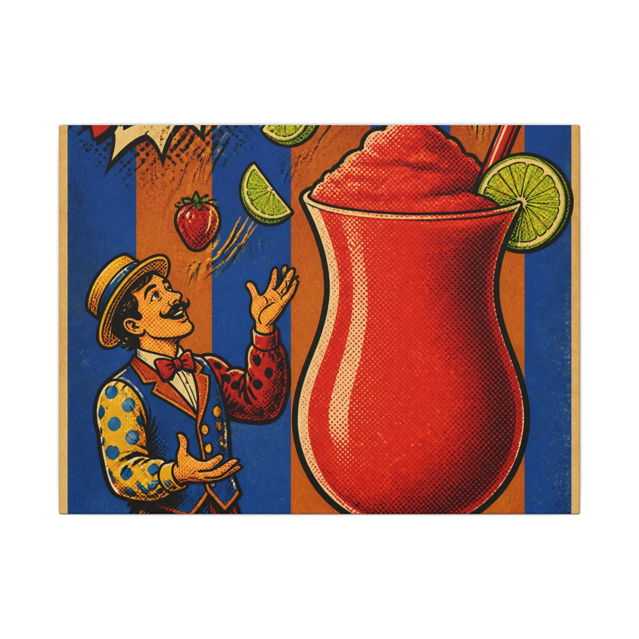 Daiquiri Fruit Juggler Wall Art Canvas 24×36 Pop Art Restaurant Decor Maximalist Print