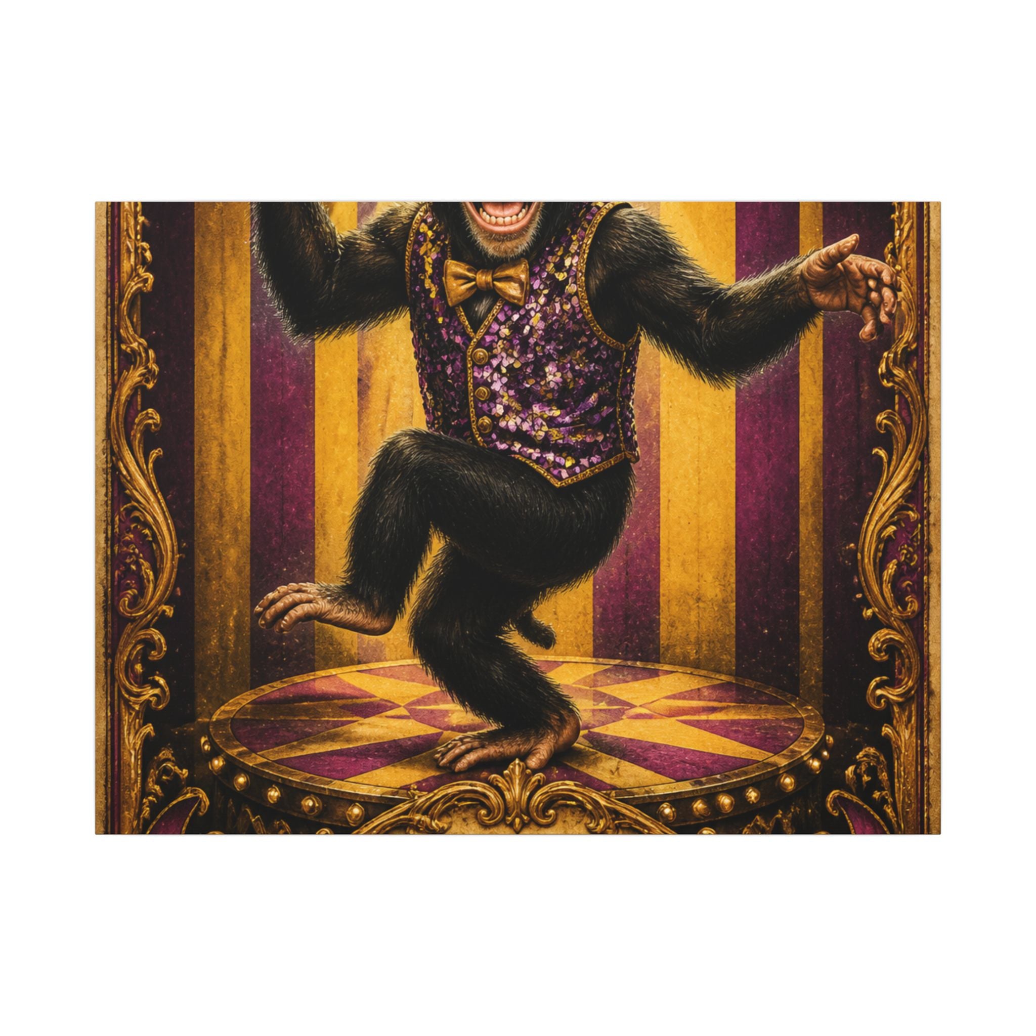 Dancing Monkey Wall Art Canvas 24×36 Baroque Studio Decor Maximalist Print