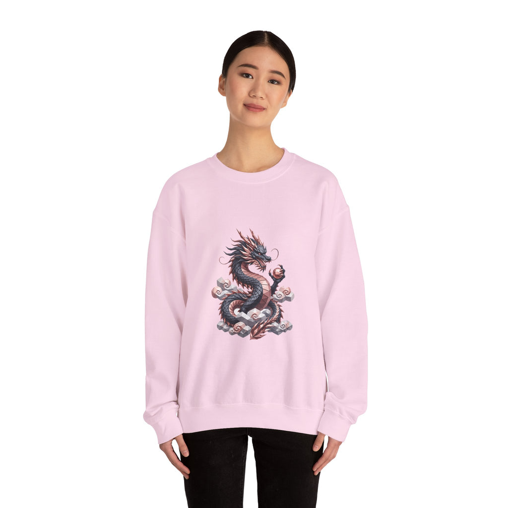 Matching Couple Sweatshirt - Dragon & Phoenix Matching Couple Crewneck Sweatshirt Geometric Art His Hers Couple Gift - Design A