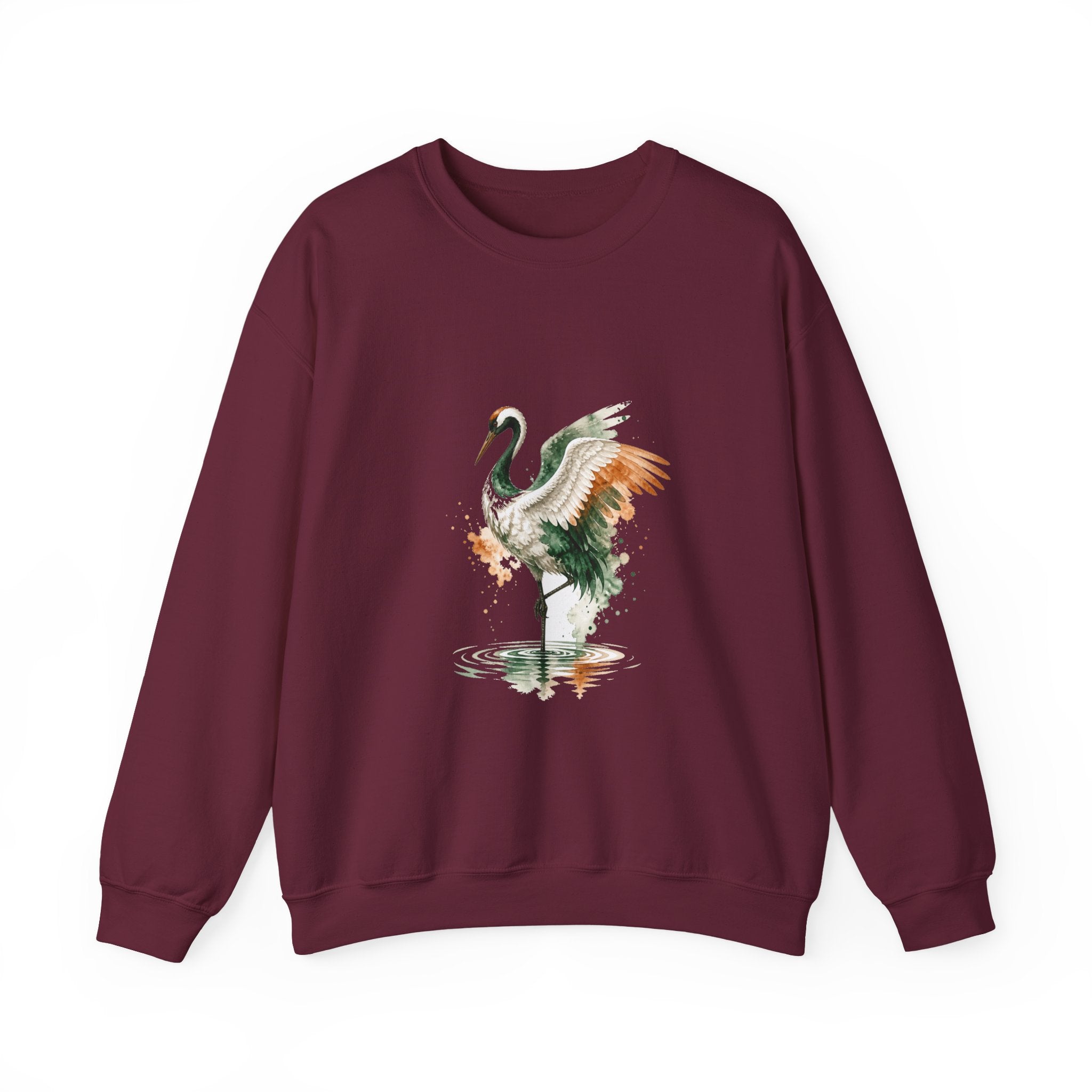 Matching Couple Sweatshirt - Tiger & Crane Matching Couple Premium Fleece Sweatshirt Watercolor Art His Hers Birthday Gift - Design B