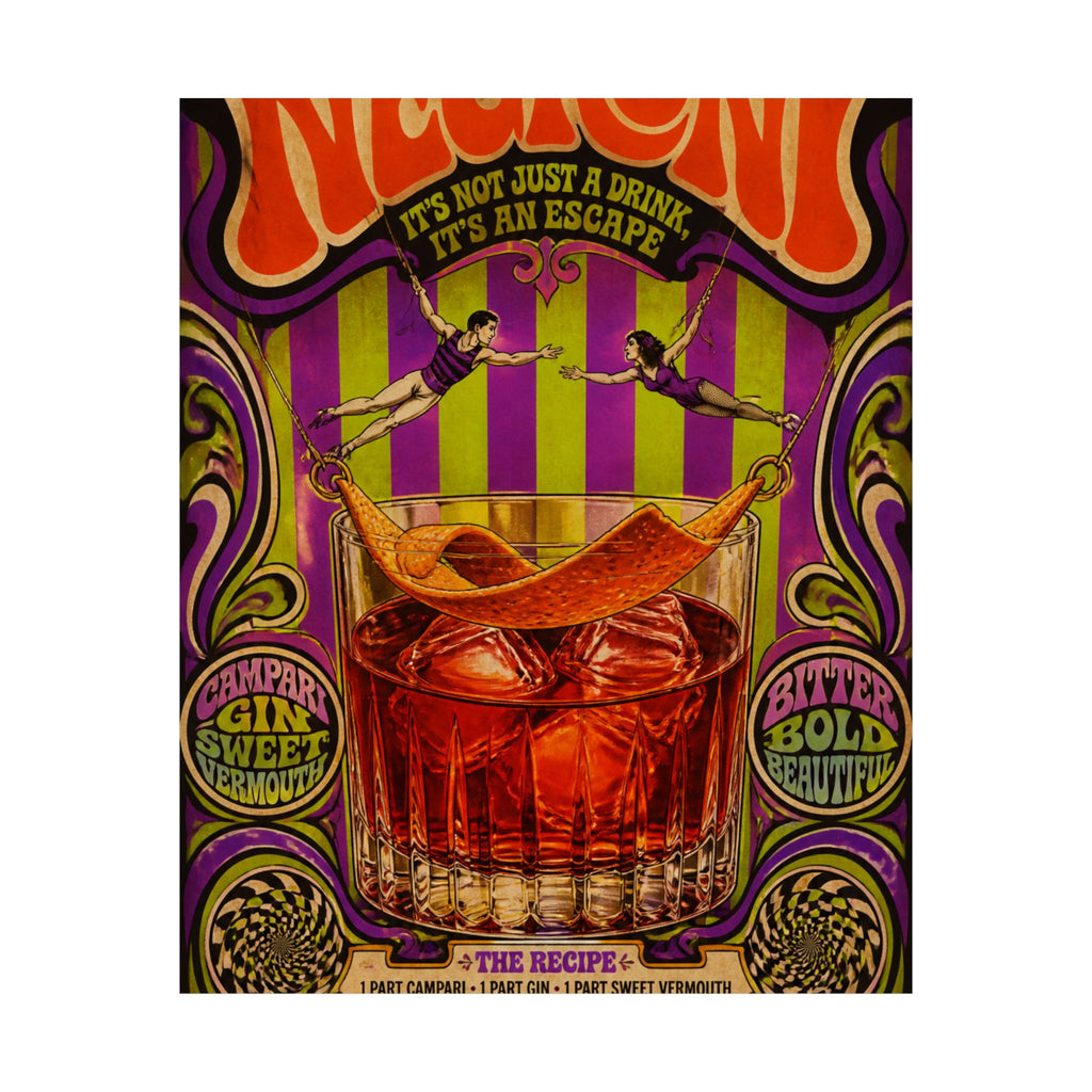 Negroni Trapeze Act Wall Art Poster 24×36 Psychedelic Dining Room Decor Maximalist Print