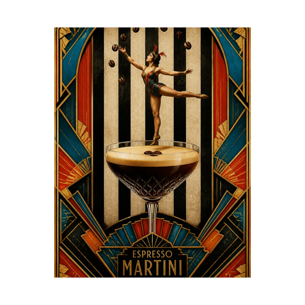 Espresso Martini Acrobat Wall Art Poster 18×24 Art Deco Entryway Decor Maximalist Print