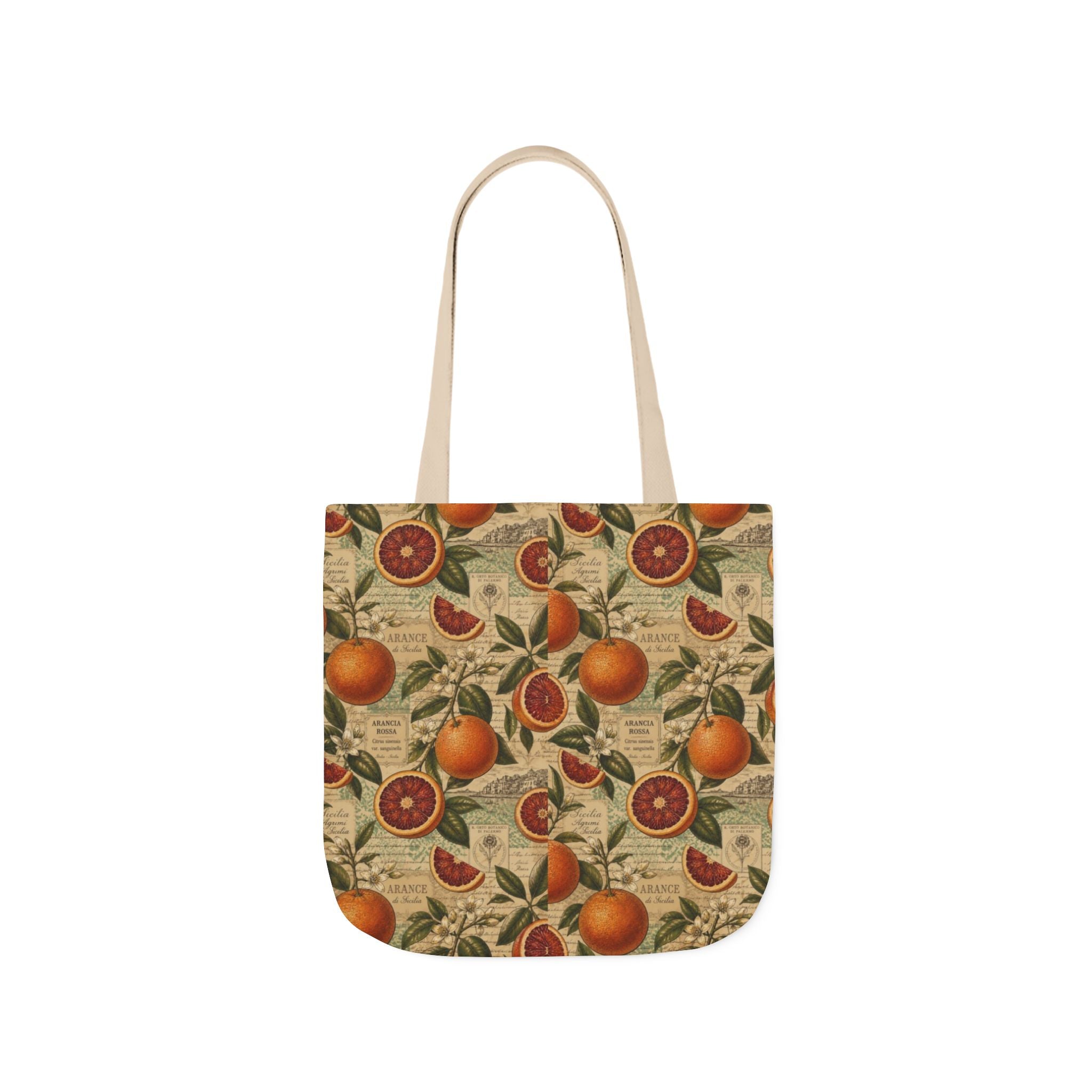 Blood Oranges Canvas Tote Bag Mediterranean Kitchen Botanical Design Italian Cottagecore Gift