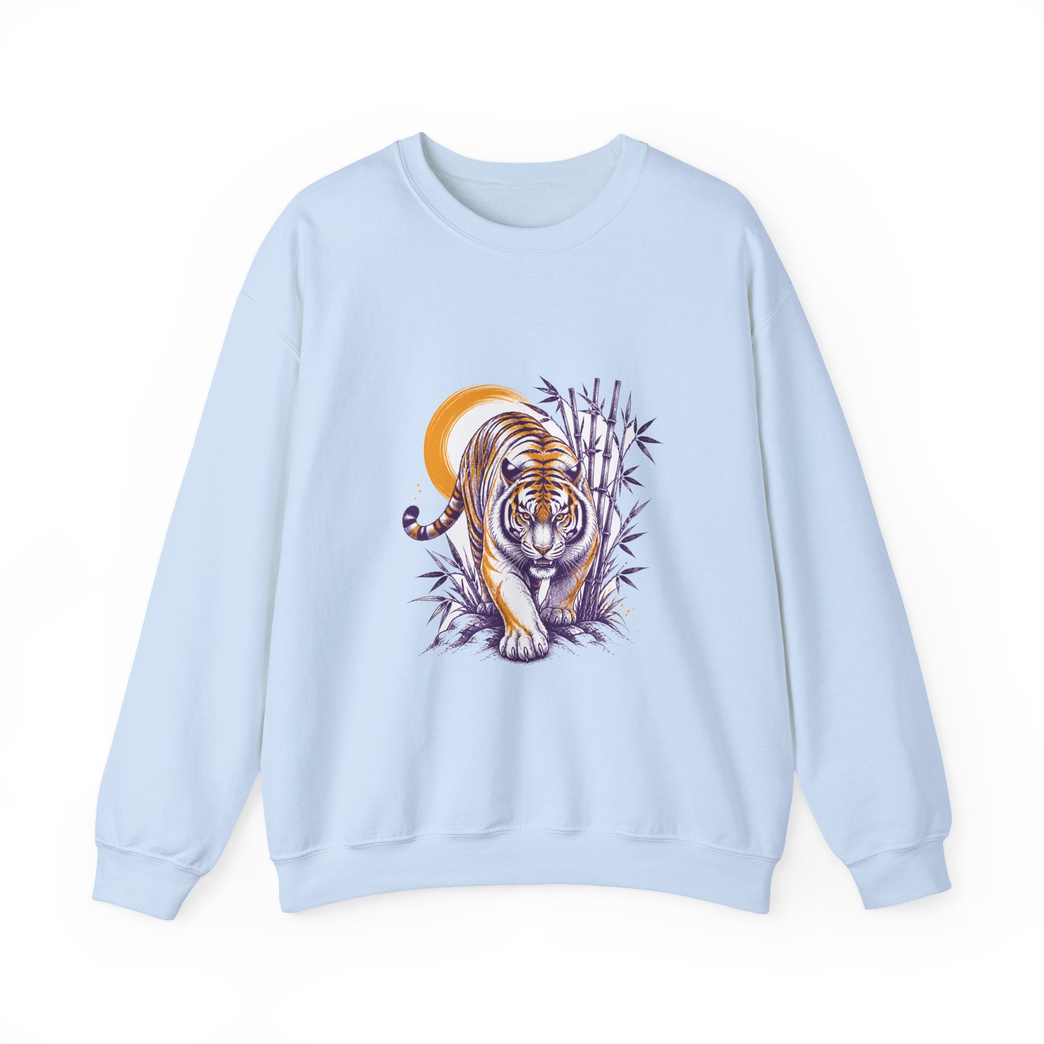 Matching Couple Sweatshirt - Tiger & Crane Matching Couple Premium Fleece Sweatshirt Hand-Drawn Art His Hers Anniversary Gift - Design A