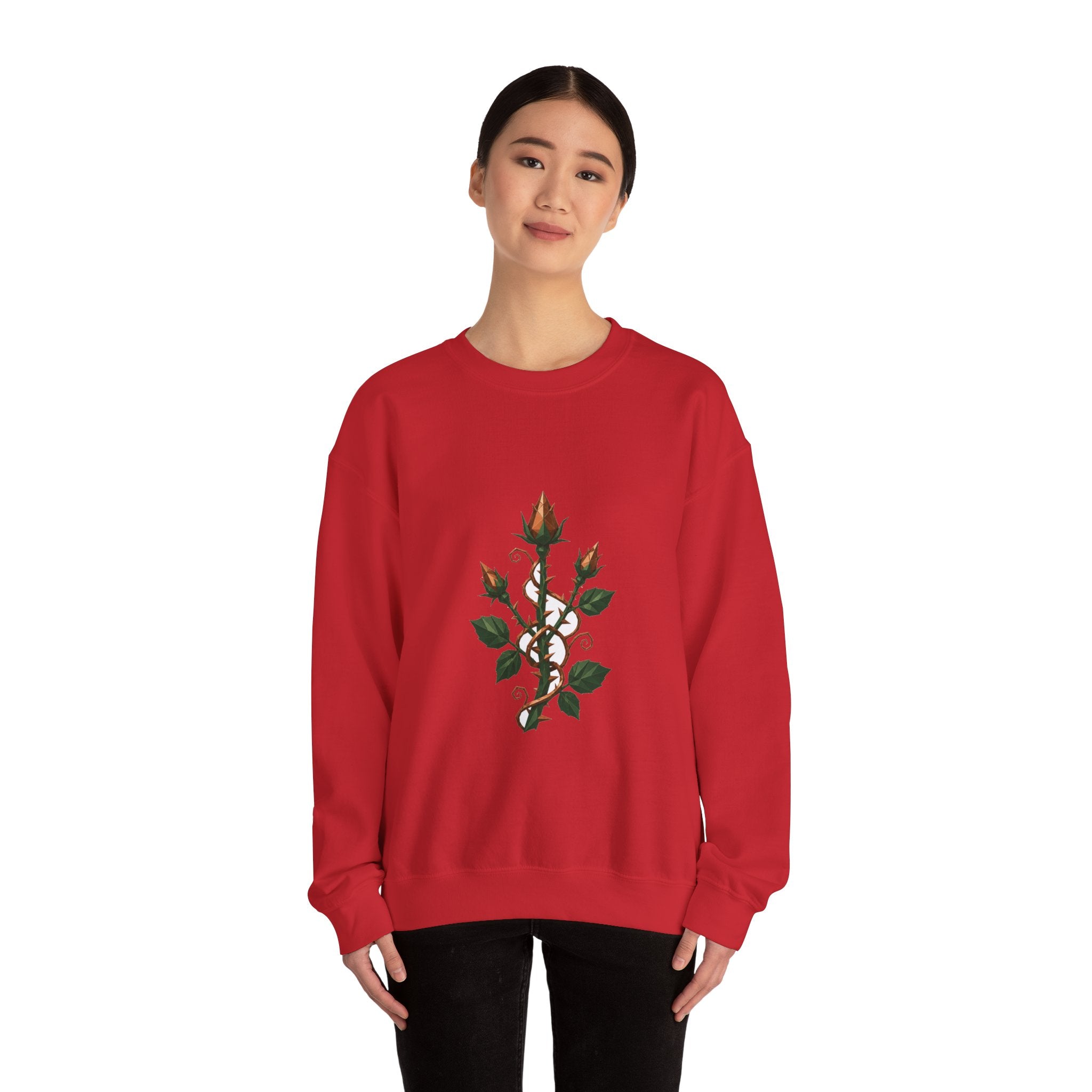 Matching Couple Sweatshirt - Rose & Thorn Matching Couple Premium Fleece Sweatshirt Geometric Art His Hers Love Gift - Design B