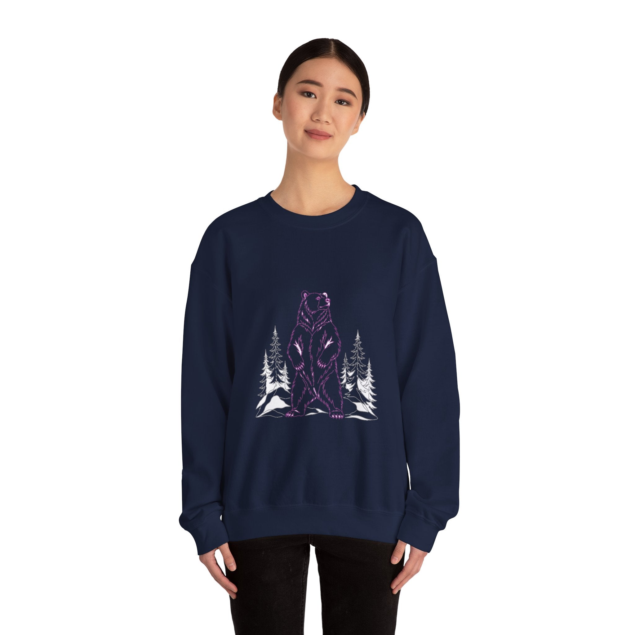 Matching Couple Sweatshirt - Bear & Deer Matching Couple Comfort Colors Crew Minimalist Art His Hers Christmas Gift - Design A