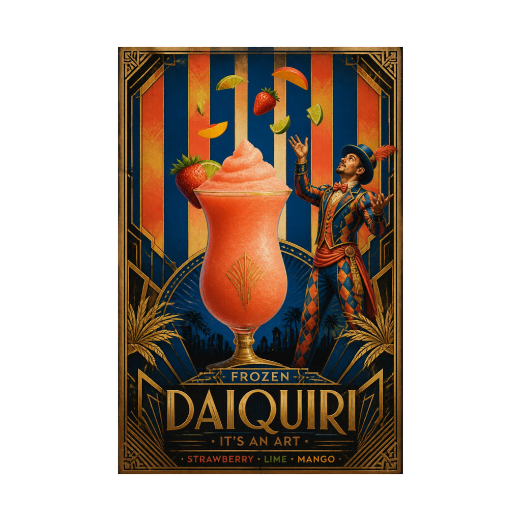 Daiquiri Fruit Juggler Wall Art Poster 18×24 Art Deco Entryway Decor Maximalist Print