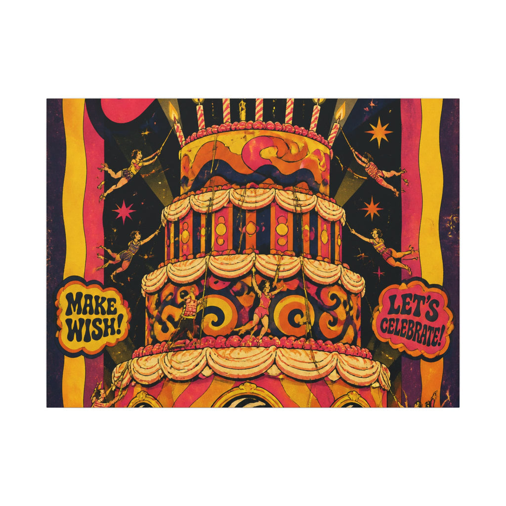 Birthday Cake Trapeze Wall Art Canvas 16×20 Psychedelic Cafe Decor Maximalist Print