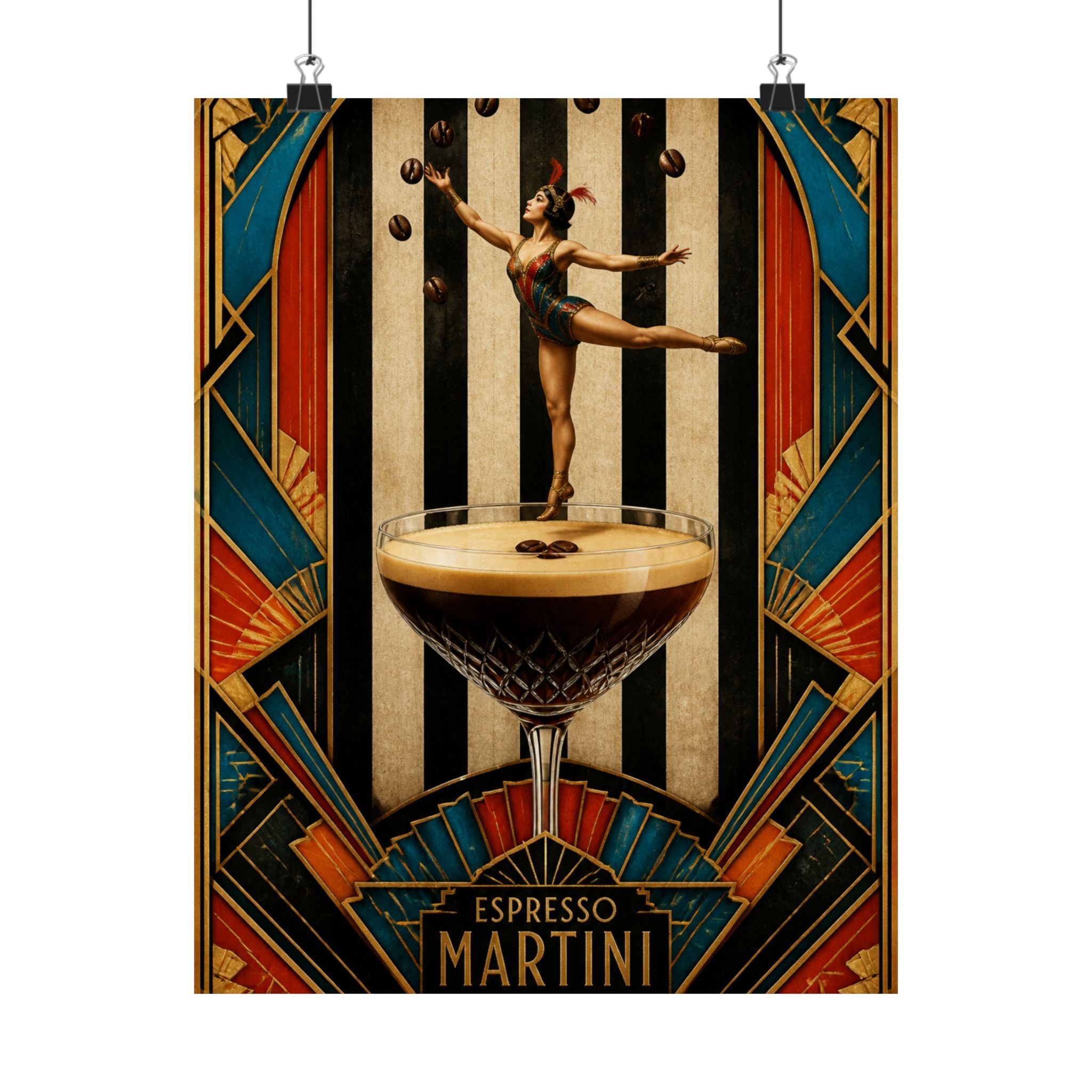 Espresso Martini Acrobat Wall Art Poster 18×24 Art Deco Entryway Decor Maximalist Print