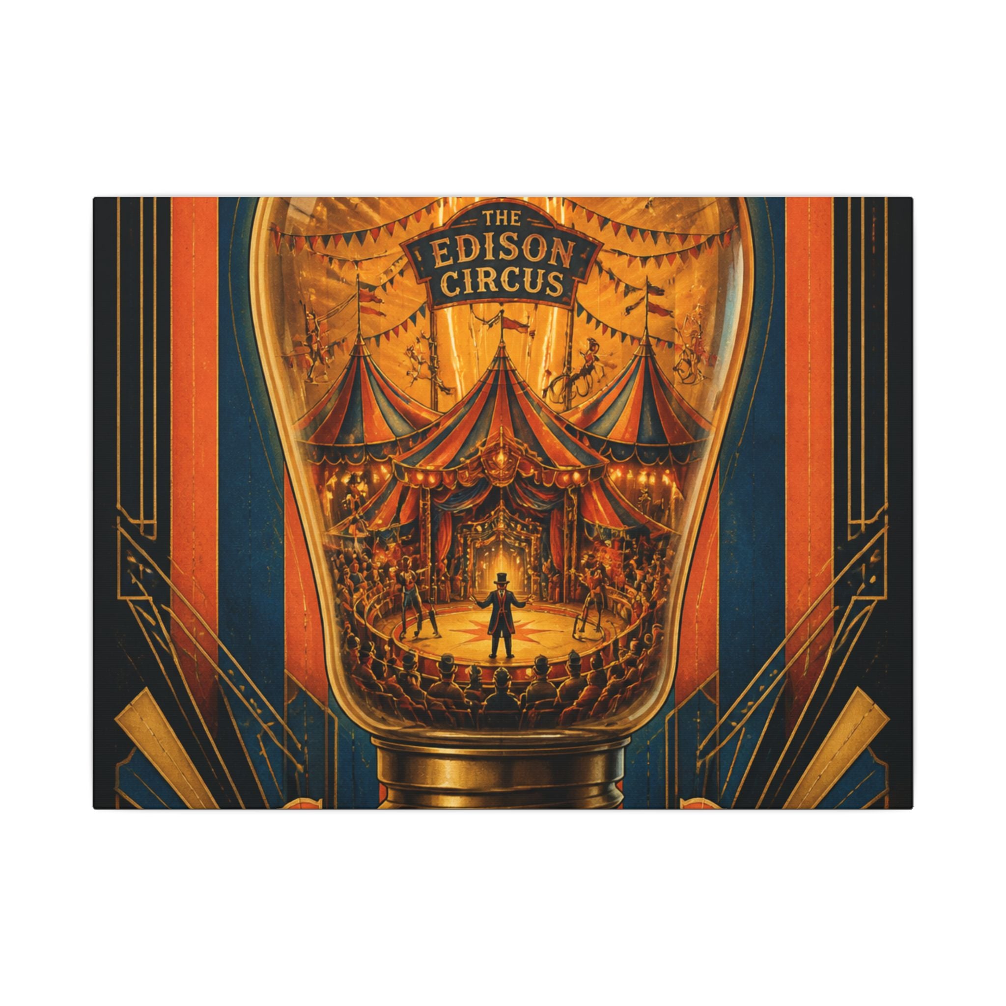 Light Bulb Circus Wall Art Canvas 16×20 Art Deco Entryway Decor Maximalist Print
