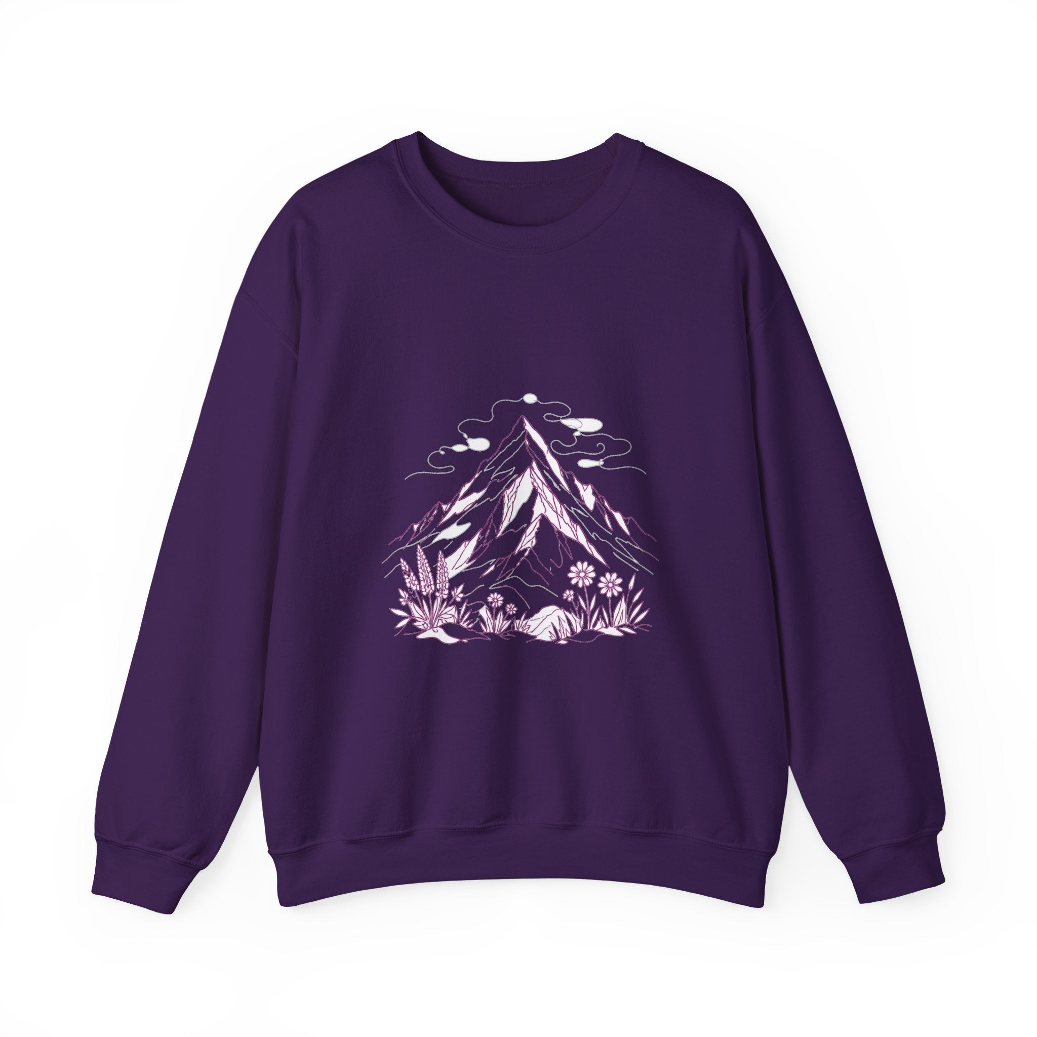 Matching Couple Sweatshirt - Mountain & Ocean Matching Couple Crewneck Sweatshirt Minimalist Art His Hers Valentine Gift - Design A