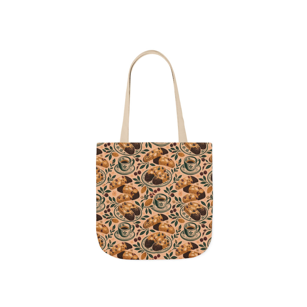 Almond Biscotti Canvas Tote Bag Mediterranean Kitchen Linocut Design Italian Cottagecore Gift