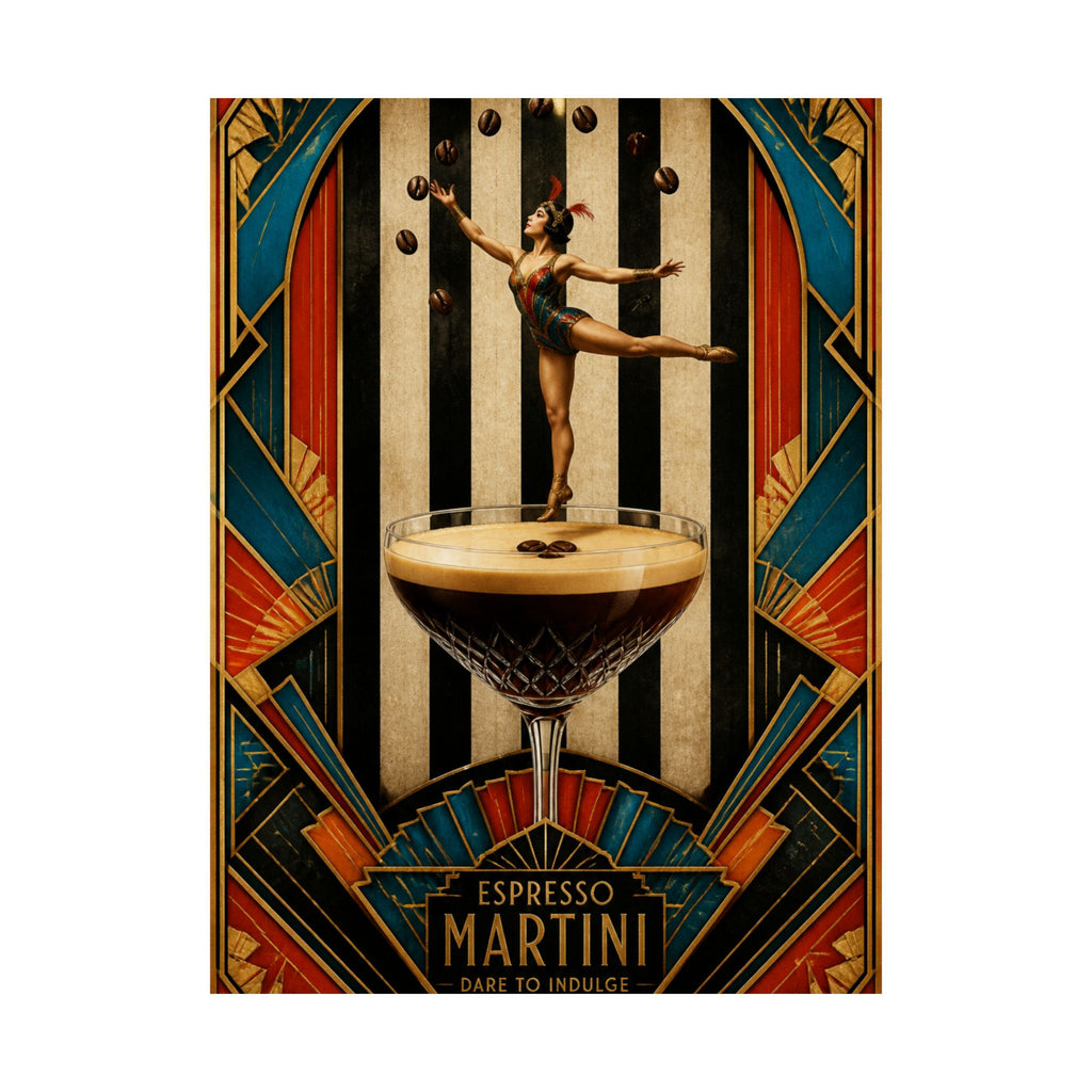 Espresso Martini Acrobat Wall Art Poster 18×24 Art Deco Entryway Decor Maximalist Print