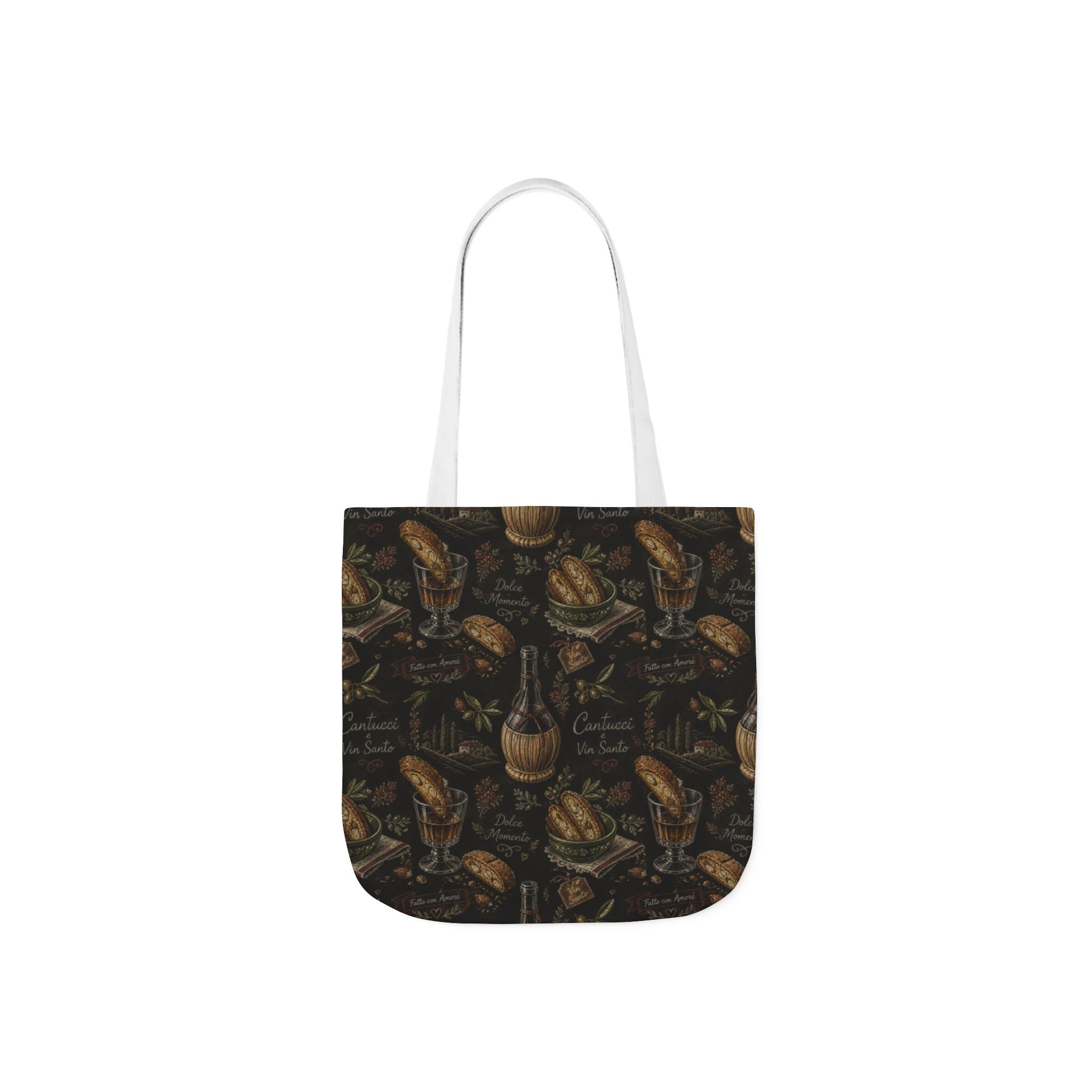 Biscotti & Vin Santo Canvas Tote Bag Mediterranean Kitchen Chalk Art Design Italian Cottagecore Gift