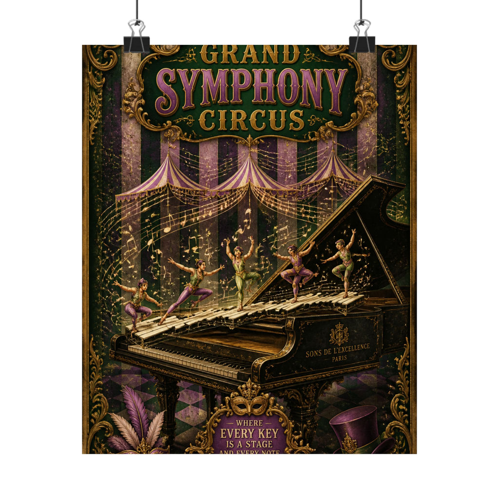 Grand Piano Acrobats Wall Art Poster 18×24 Baroque Home Office Decor Maximalist Print