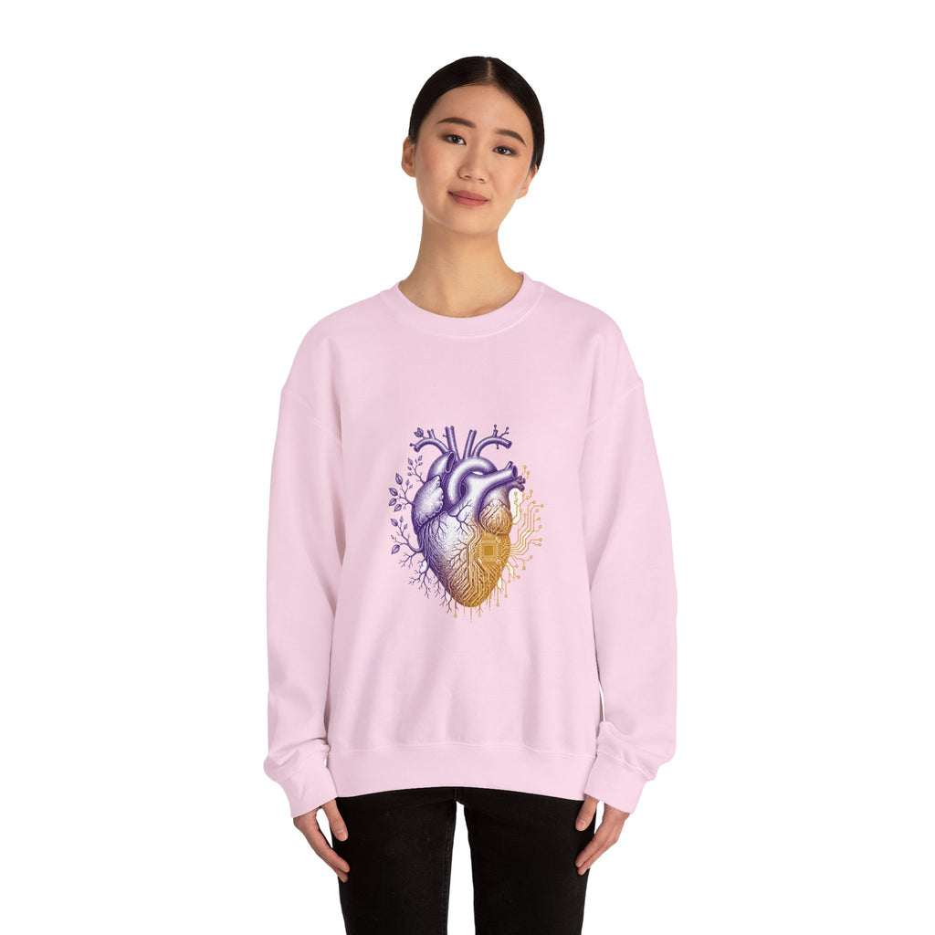 Matching Couple Sweatshirt - Robot & Heart Matching Couple Crewneck Sweatshirt Vintage Art His Hers Wedding Gift - Design B