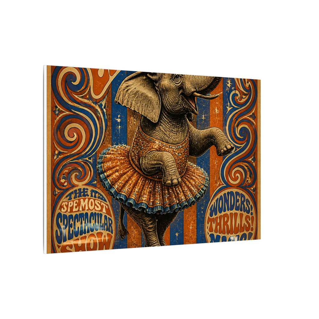 Elephant on Ball Wall Art Canvas 16×20 Psychedelic Cafe Decor Maximalist Print