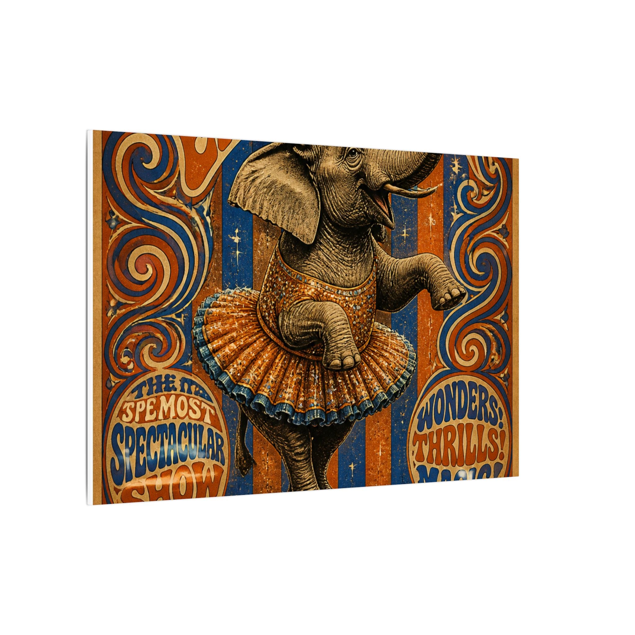 Elephant on Ball Wall Art Canvas 16×20 Psychedelic Cafe Decor Maximalist Print