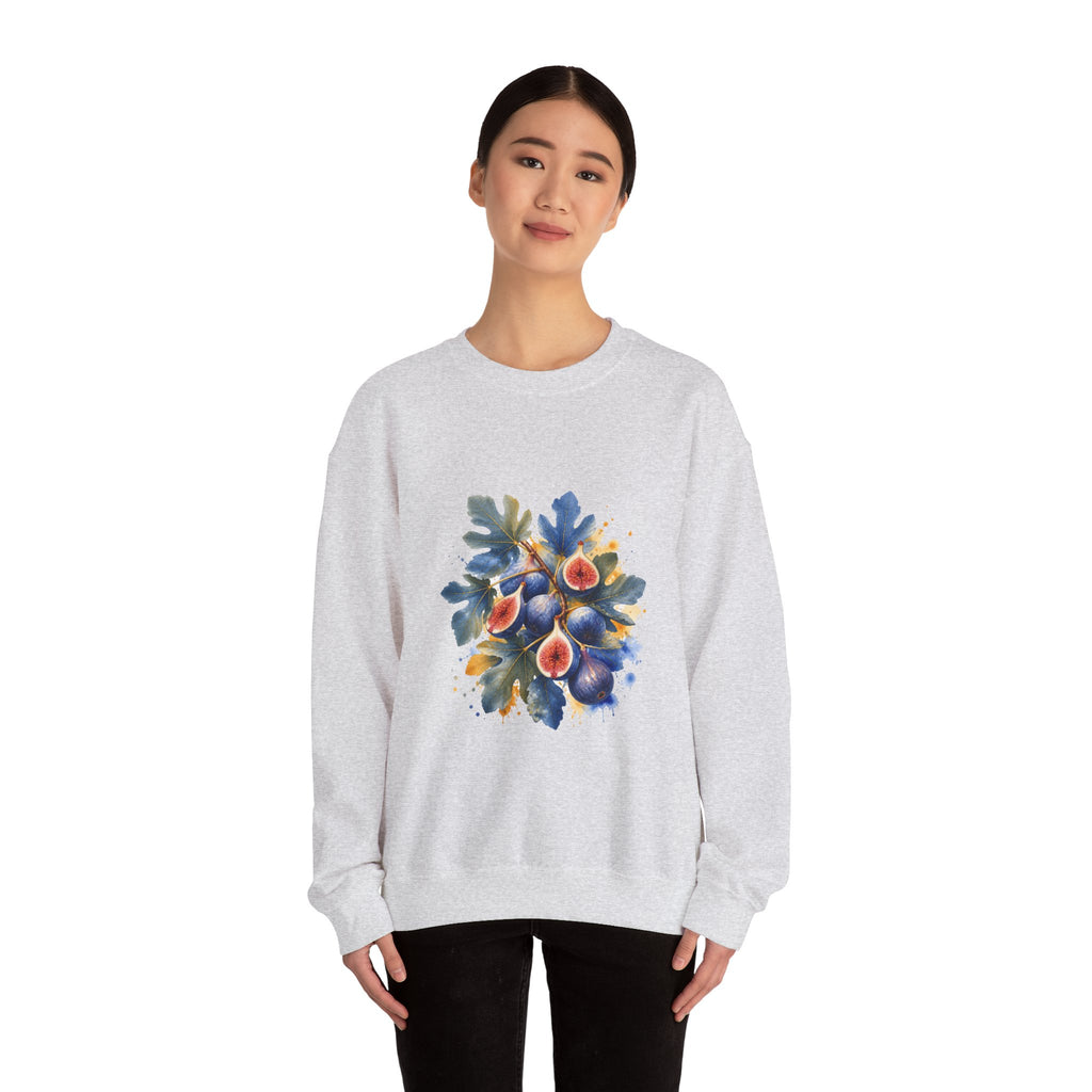 Matching Couple Sweatshirt - Olive Branch & Fig Matching Couple Premium Fleece Sweatshirt Watercolor Art His Hers Birthday Gift - Design B