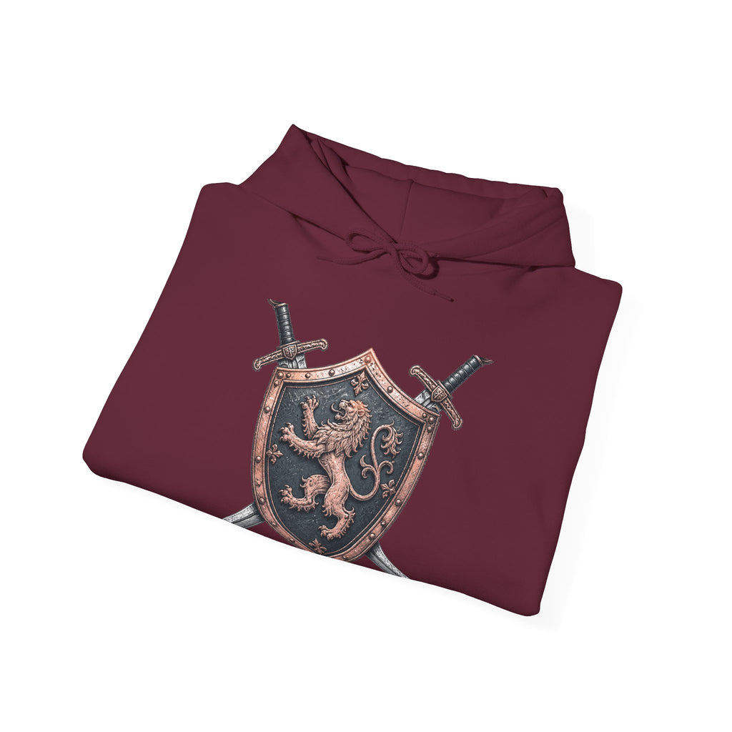 Matching Couple Sweatshirt - Crown & Shield Matching Couple Hooded Sweatshirt Hand-Drawn Art His Hers Best Friend Gift - Design B