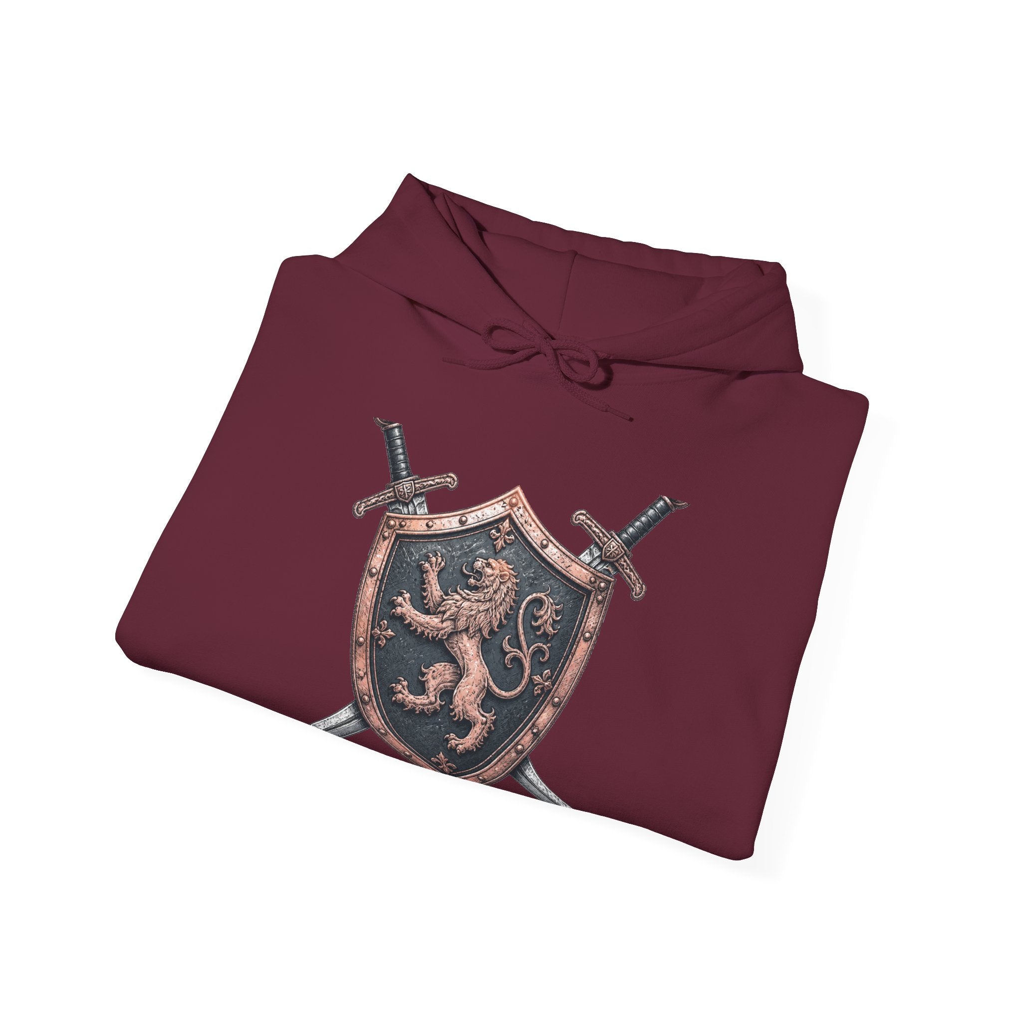 Matching Couple Sweatshirt - Crown & Shield Matching Couple Hooded Sweatshirt Hand-Drawn Art His Hers Best Friend Gift - Design B