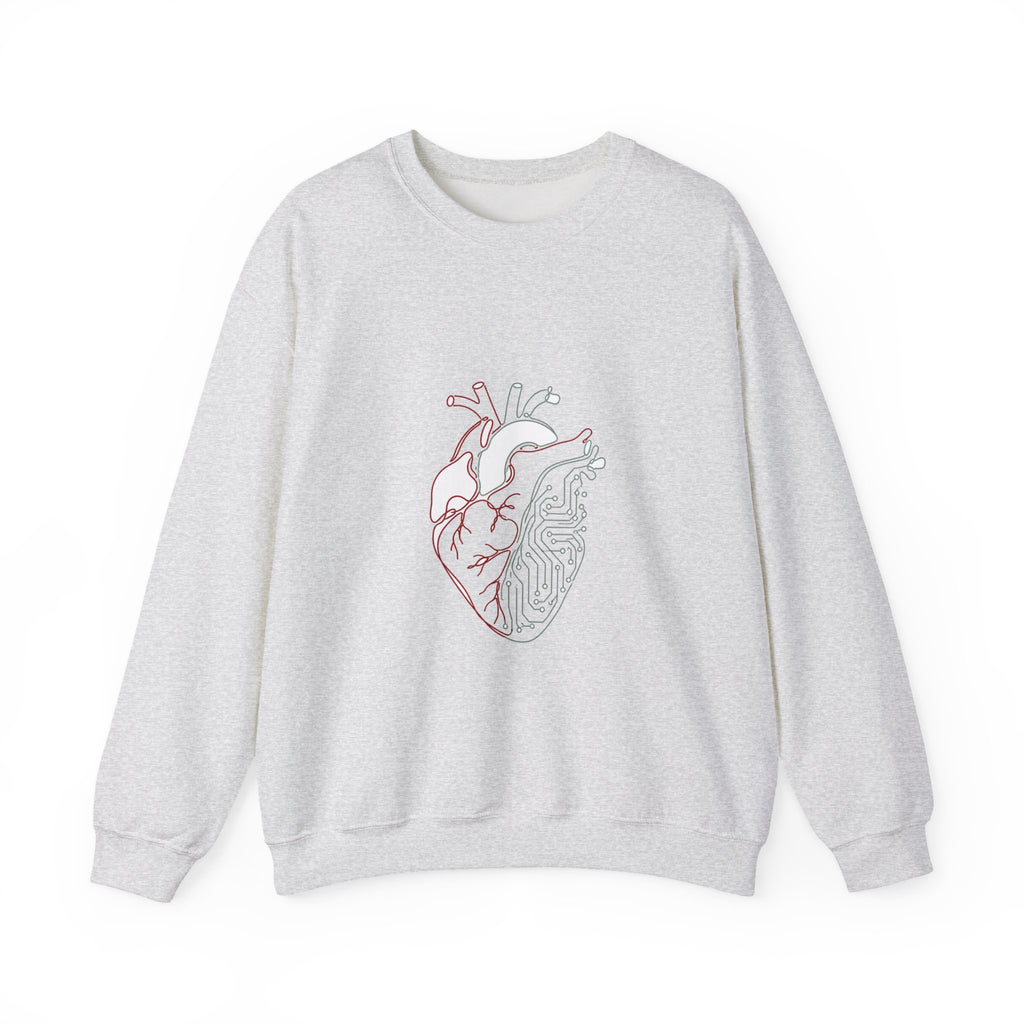 Matching Couple Sweatshirt - Robot & Heart Matching Couple Premium Fleece Sweatshirt Minimalist Art His Hers Christmas Gift - Design B