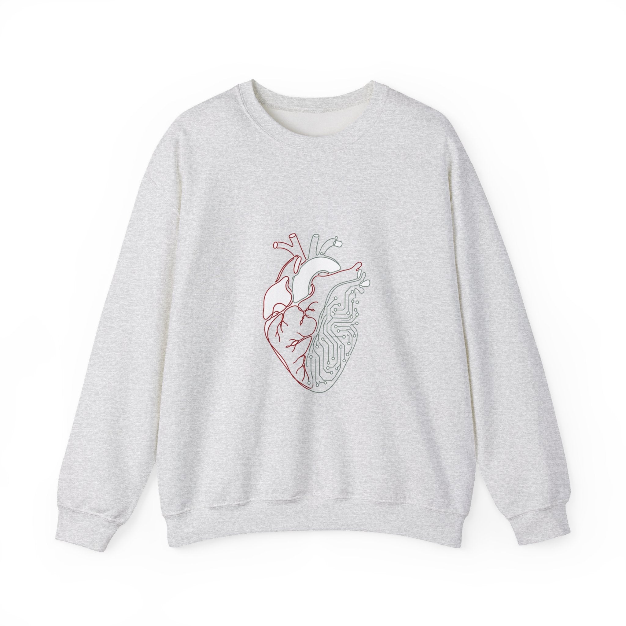 Matching Couple Sweatshirt - Robot & Heart Matching Couple Premium Fleece Sweatshirt Minimalist Art His Hers Christmas Gift - Design B