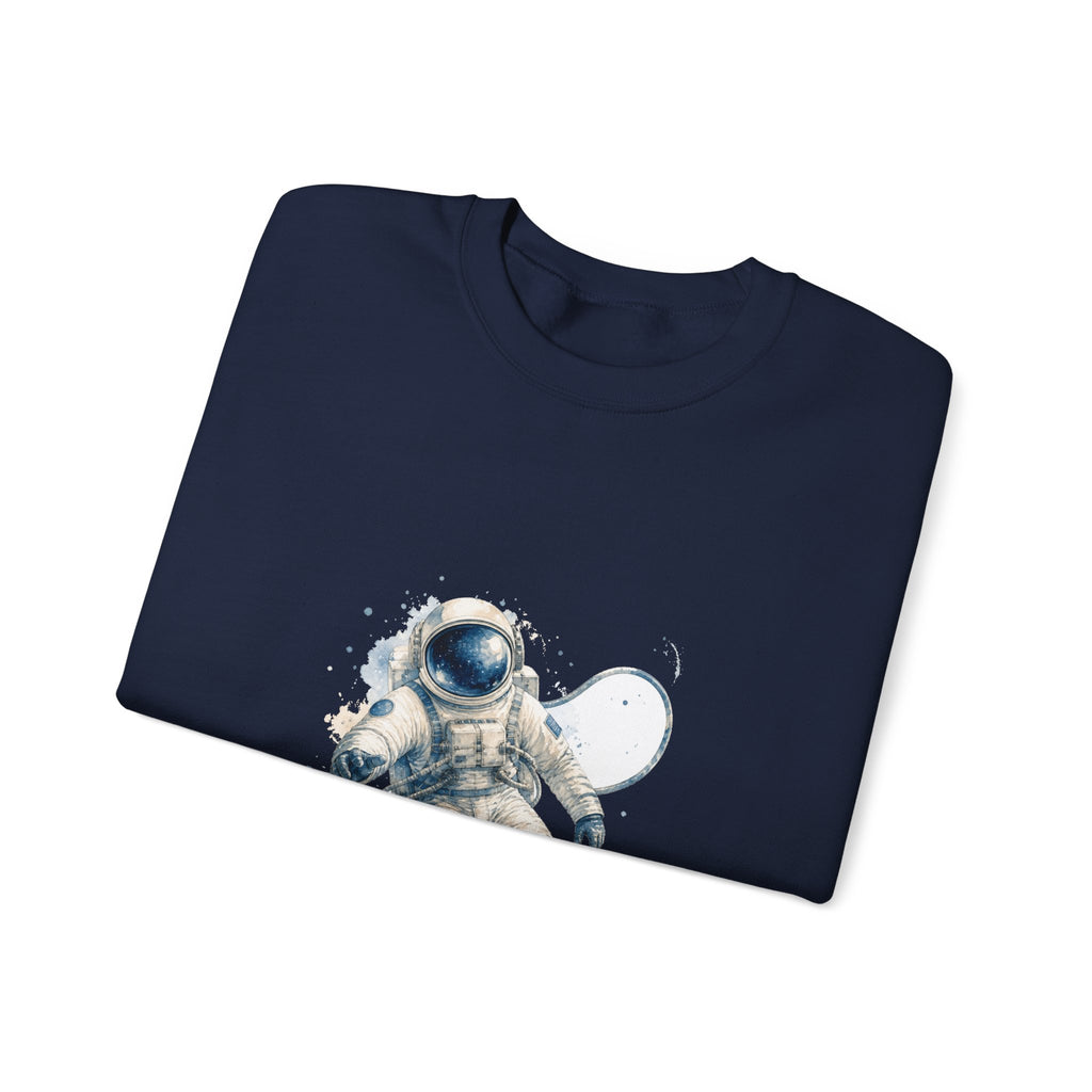 Matching Couple Sweatshirt - Astronaut & Planet Matching Couple Crewneck Sweatshirt Watercolor Art His Hers Engagement Gift - Design A