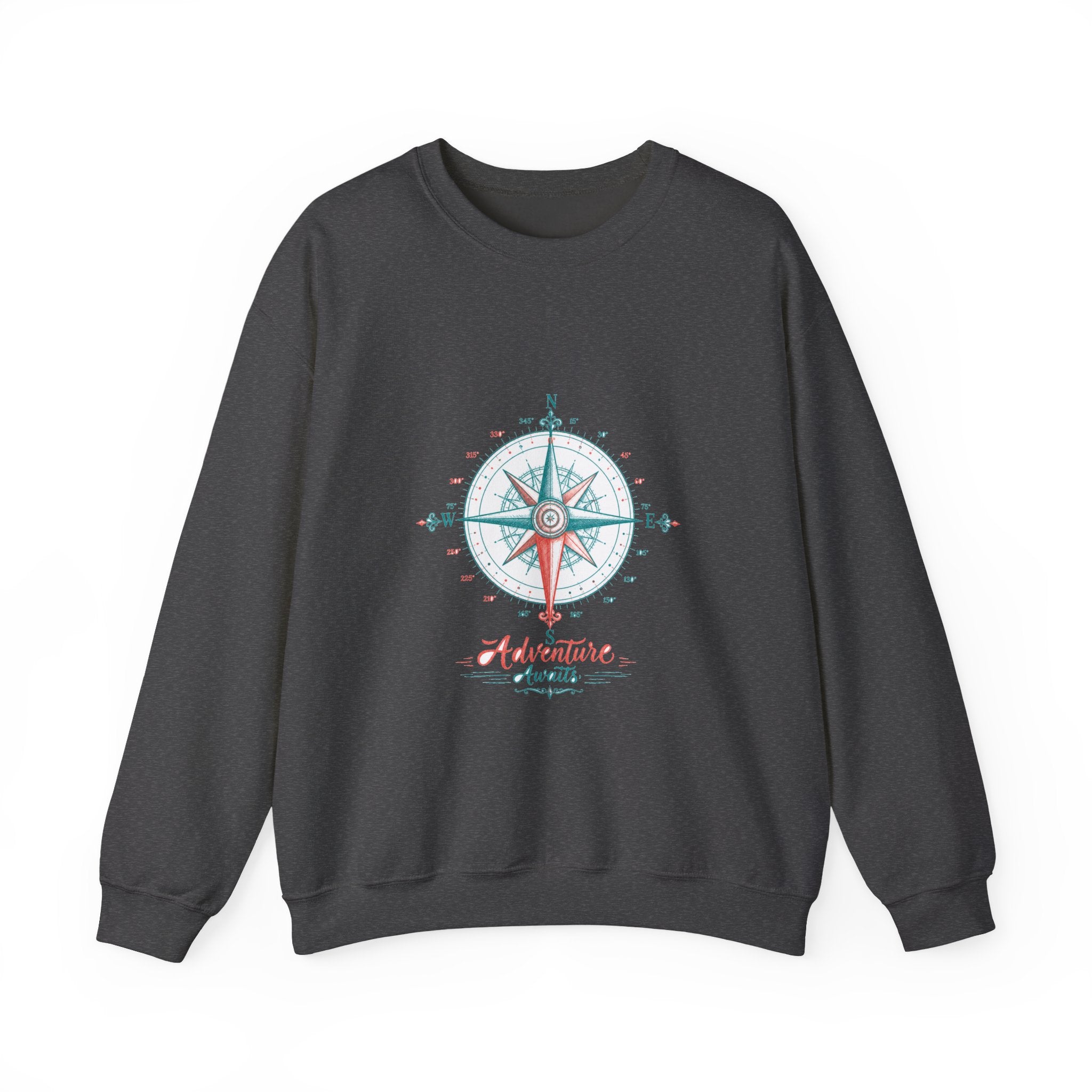 Matching Couple Sweatshirt - Compass North & South Matching Couple Premium Fleece Sweatshirt Hand-Drawn Art His Hers Anniversary Gift - Design B