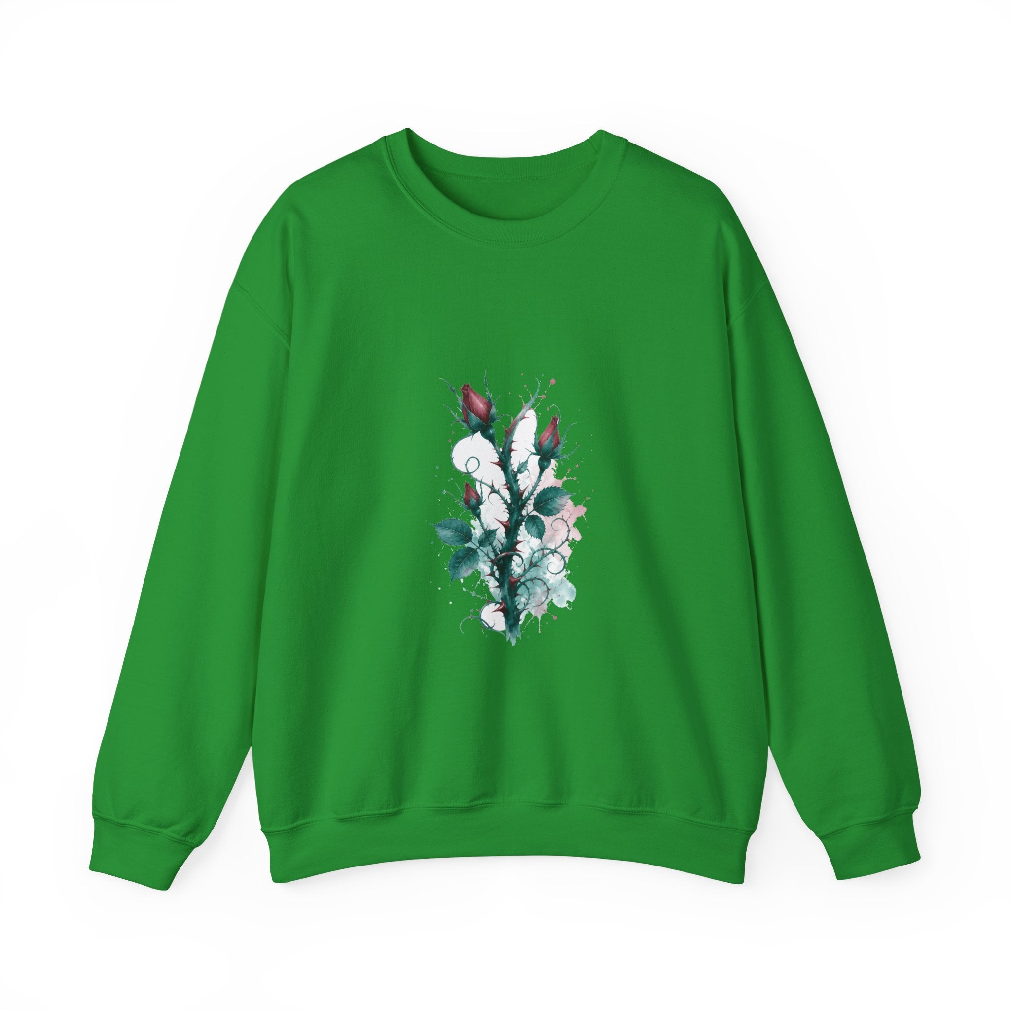 Matching Couple Sweatshirt - Rose & Thorn Matching Couple Crewneck Sweatshirt Watercolor Art His Hers Engagement Gift - Design B