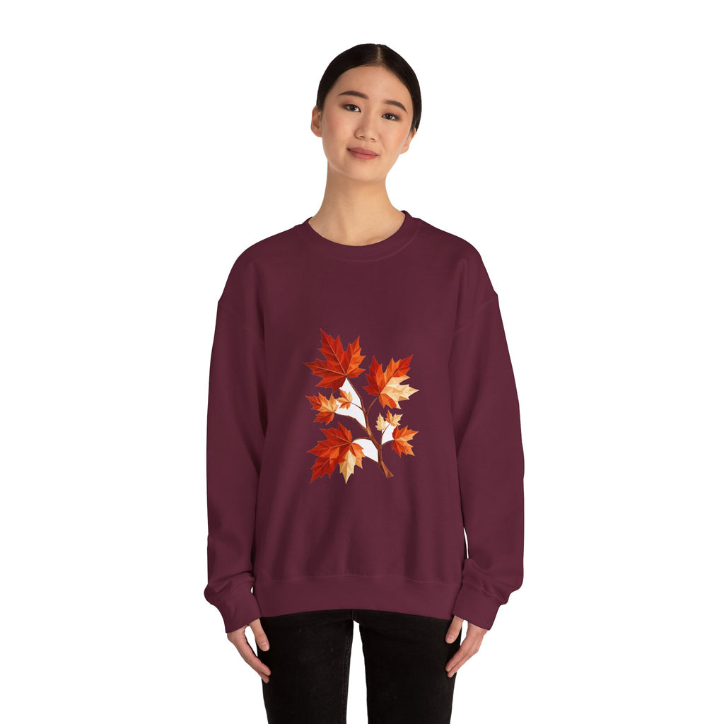 Matching Couple Sweatshirt - Cherry Blossom & Maple Leaf Matching Couple Comfort Colors Crew Geometric Art His Hers Love Gift - Design B