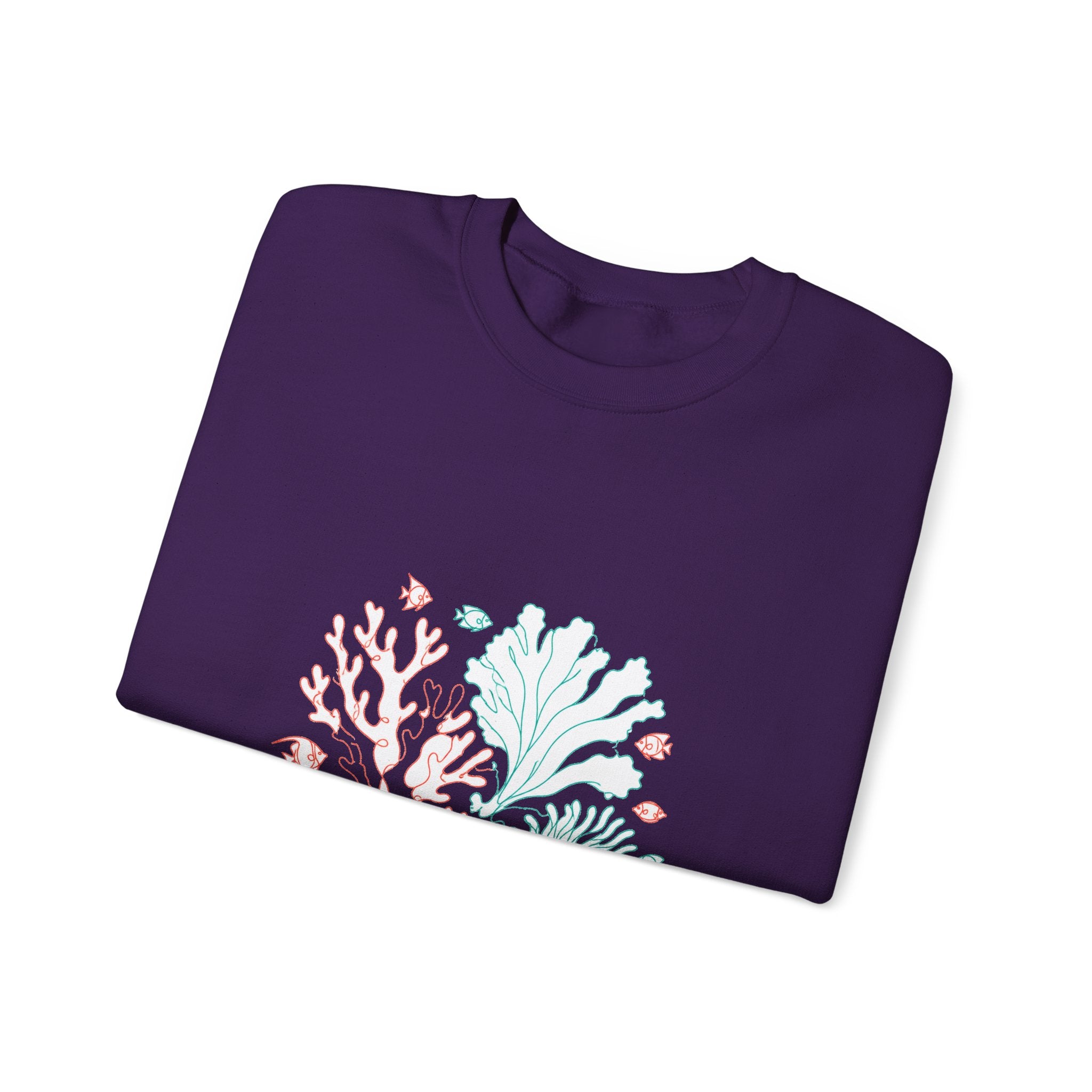 Matching Couple Sweatshirt - Coral Reef & Deep Sea Matching Couple Crewneck Sweatshirt Minimalist Art His Hers Valentine Gift - Design A