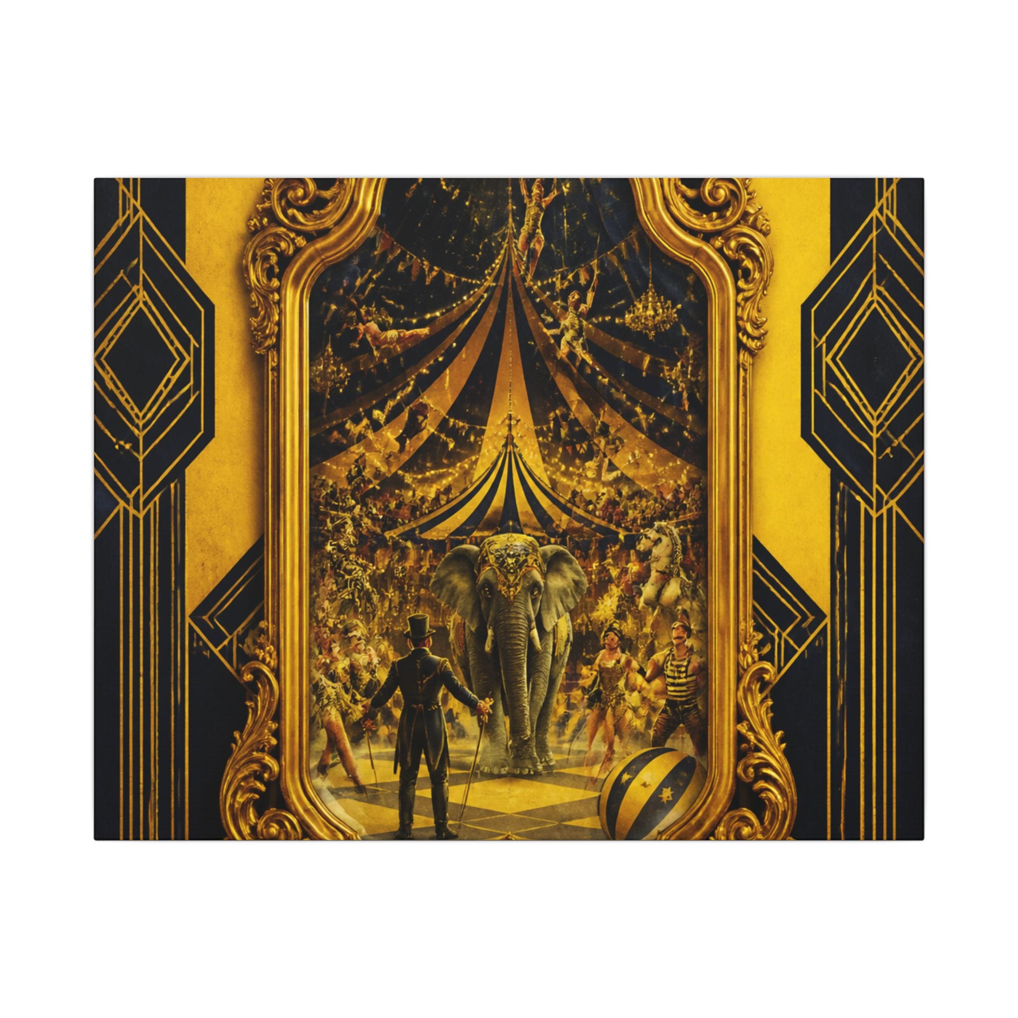 Vintage Mirror Circus Wall Art Canvas 16×20 Art Deco Entryway Decor Maximalist Print