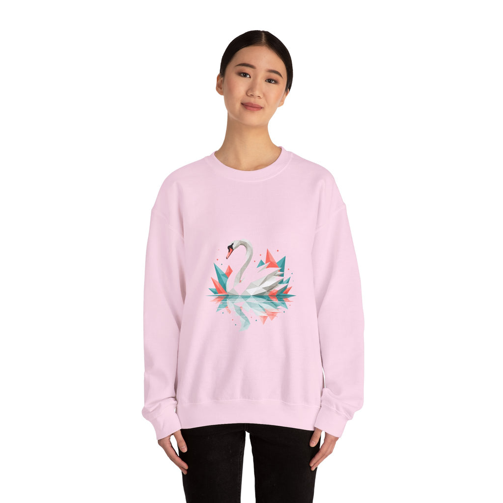 Matching Couple Sweatshirt - Raven & Swan Matching Couple Crewneck Sweatshirt Geometric Art His Hers Couple Gift - Design B