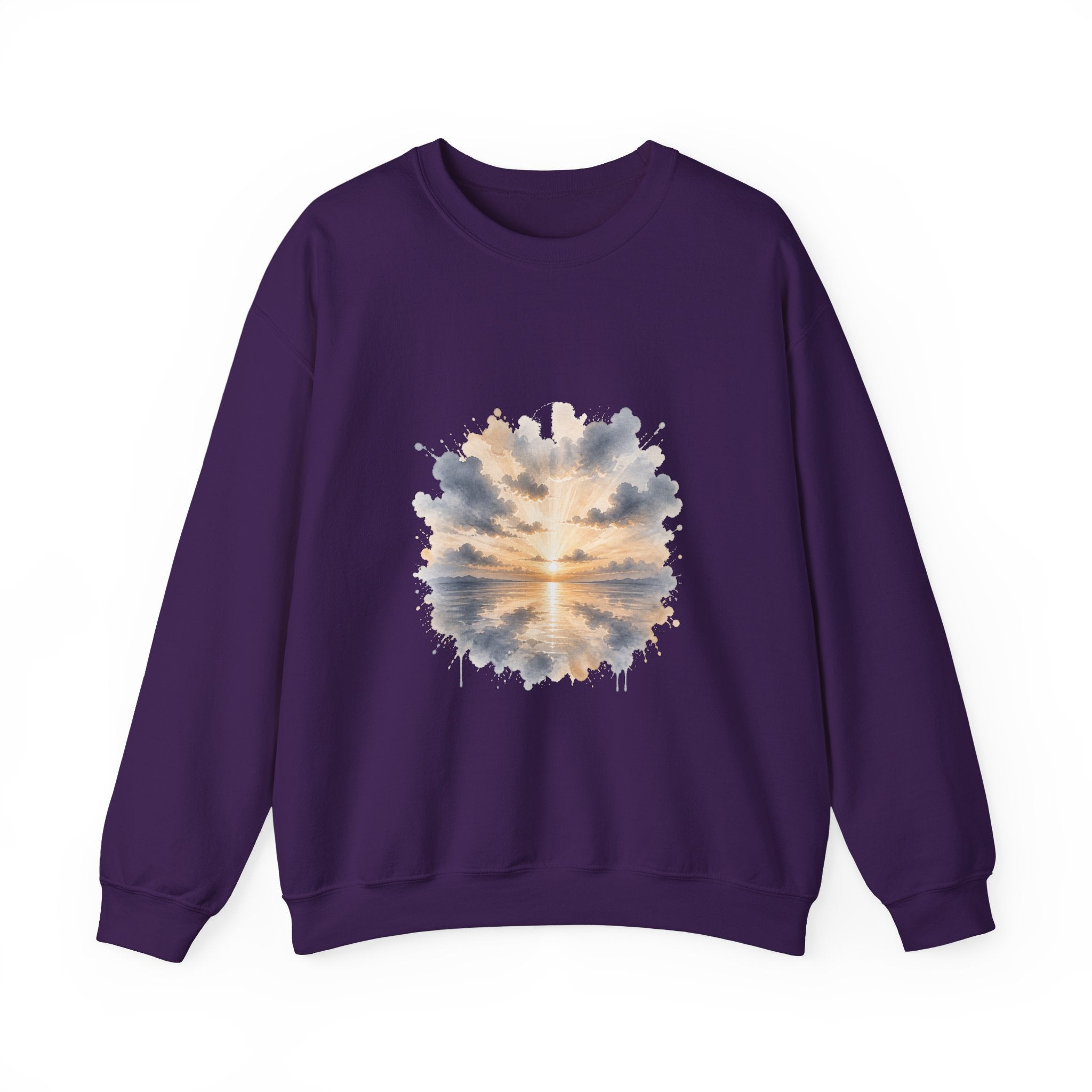 Matching Couple Sweatshirt - Sunrise & Sunset Matching Couple Premium Fleece Sweatshirt Watercolor Art His Hers Birthday Gift - Design A