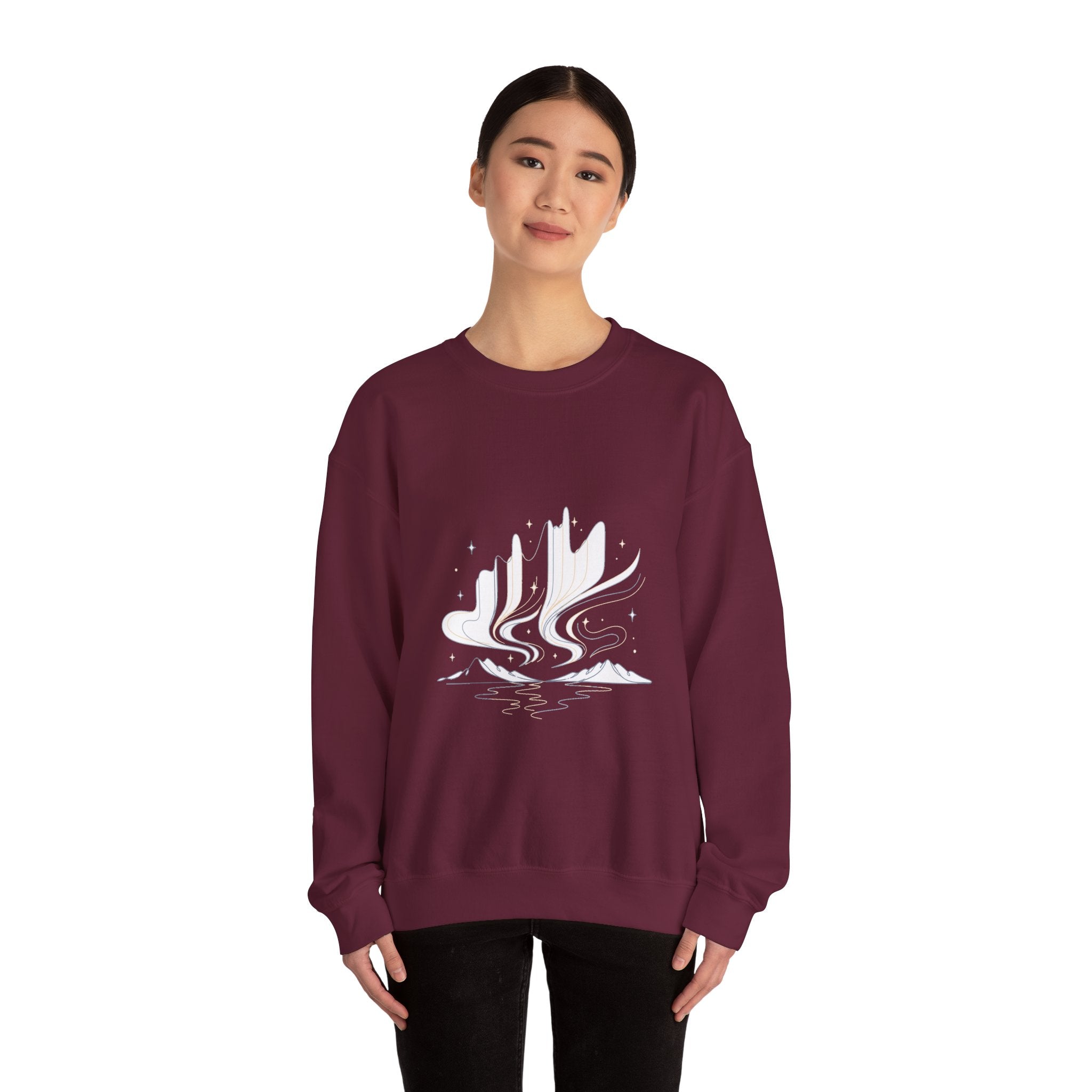 Matching Couple Sweatshirt - Aurora & Southern Cross Matching Couple Crewneck Sweatshirt Minimalist Art His Hers Valentine Gift - Design A