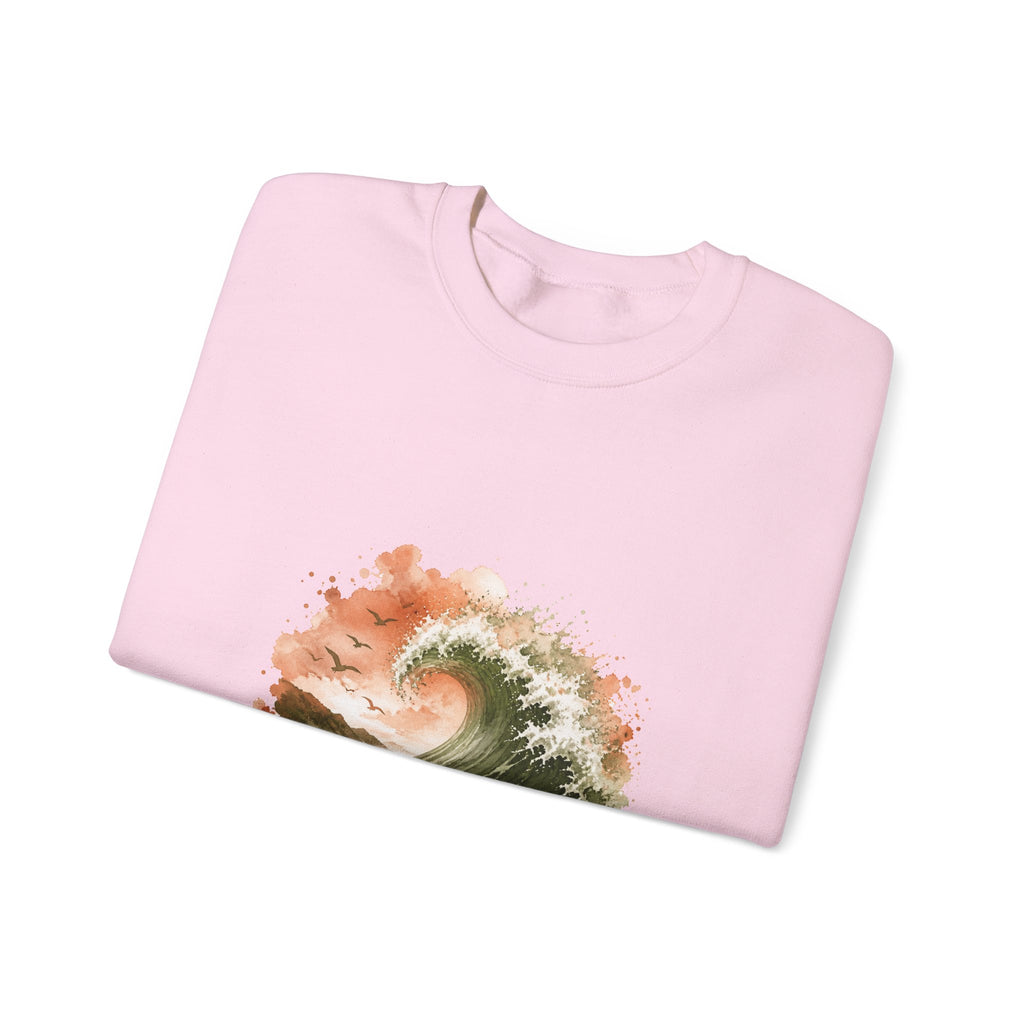 Matching Couple Sweatshirt - Mountain & Ocean Matching Couple Premium Fleece Sweatshirt Watercolor Art His Hers Birthday Gift - Design B