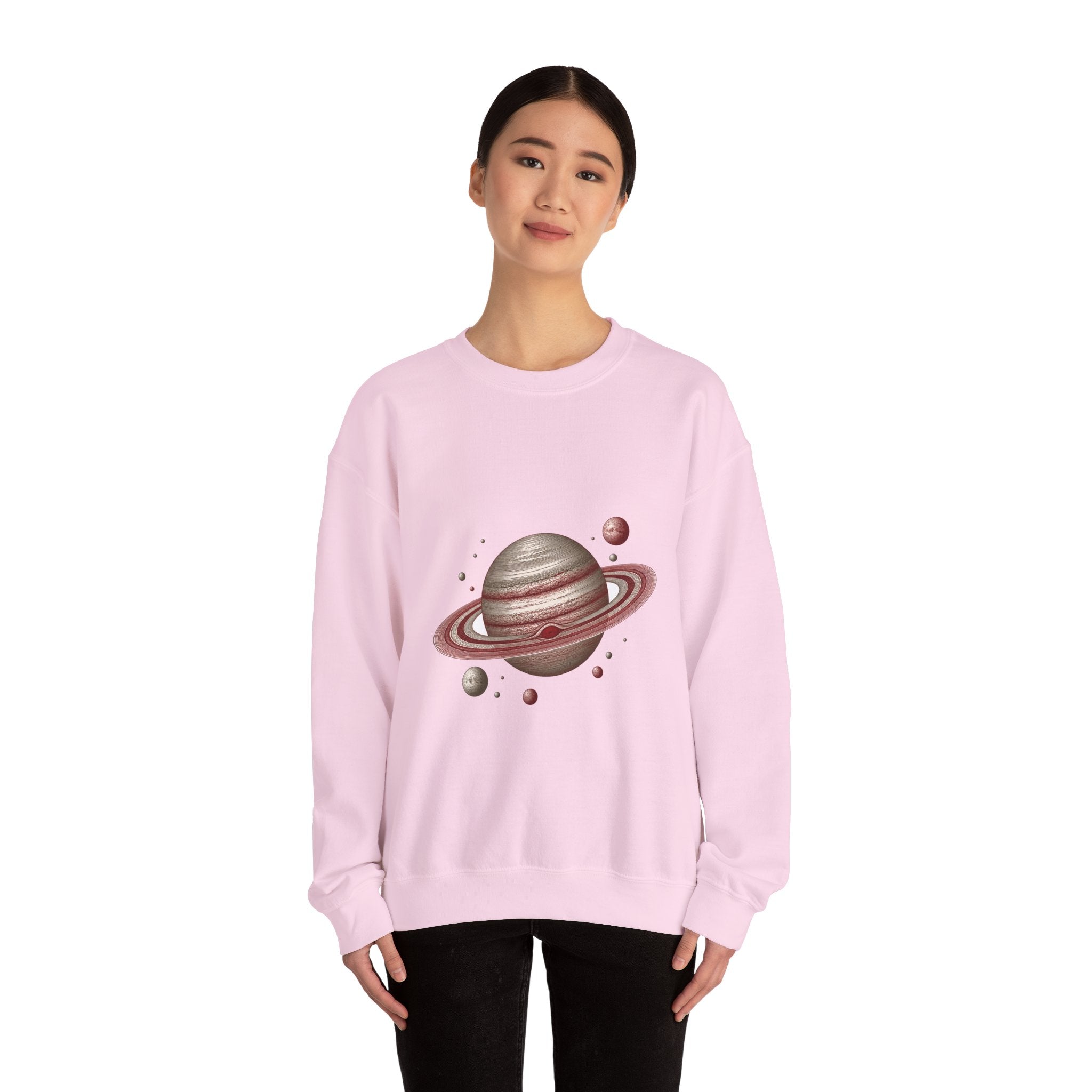 Matching Couple Sweatshirt - Saturn & Jupiter Matching Couple Crewneck Sweatshirt Vintage Art His Hers Wedding Gift - Design A