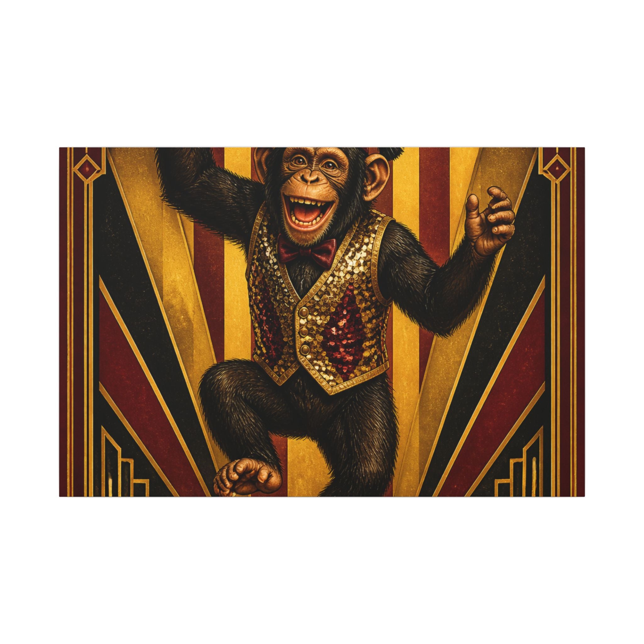 Dancing Monkey Wall Art Canvas 24×36 Art Deco Bar Area Decor Maximalist Print