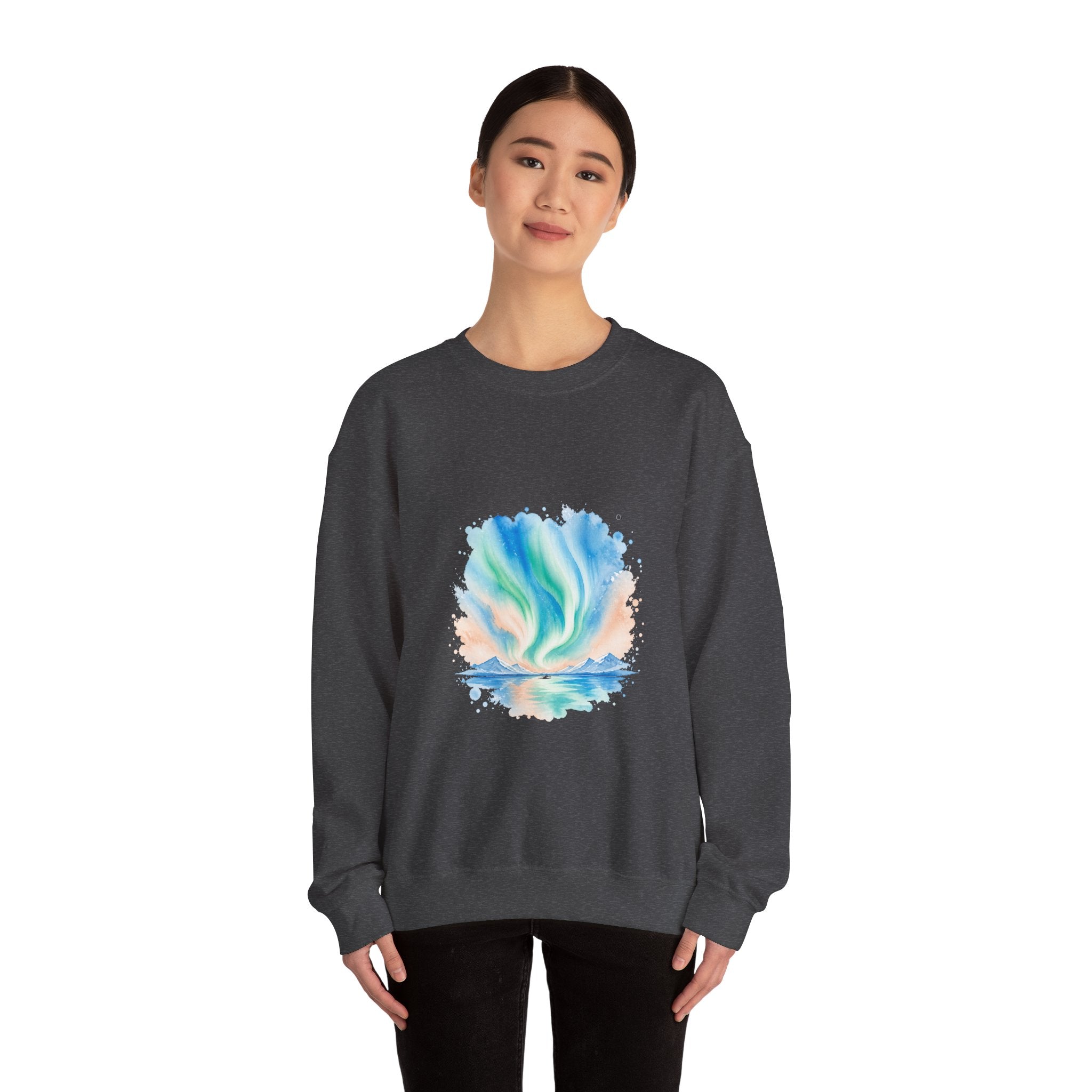 Matching Couple Sweatshirt - Aurora & Southern Cross Matching Couple Comfort Colors Crew Watercolor Art His Hers Birthday Gift - Design A